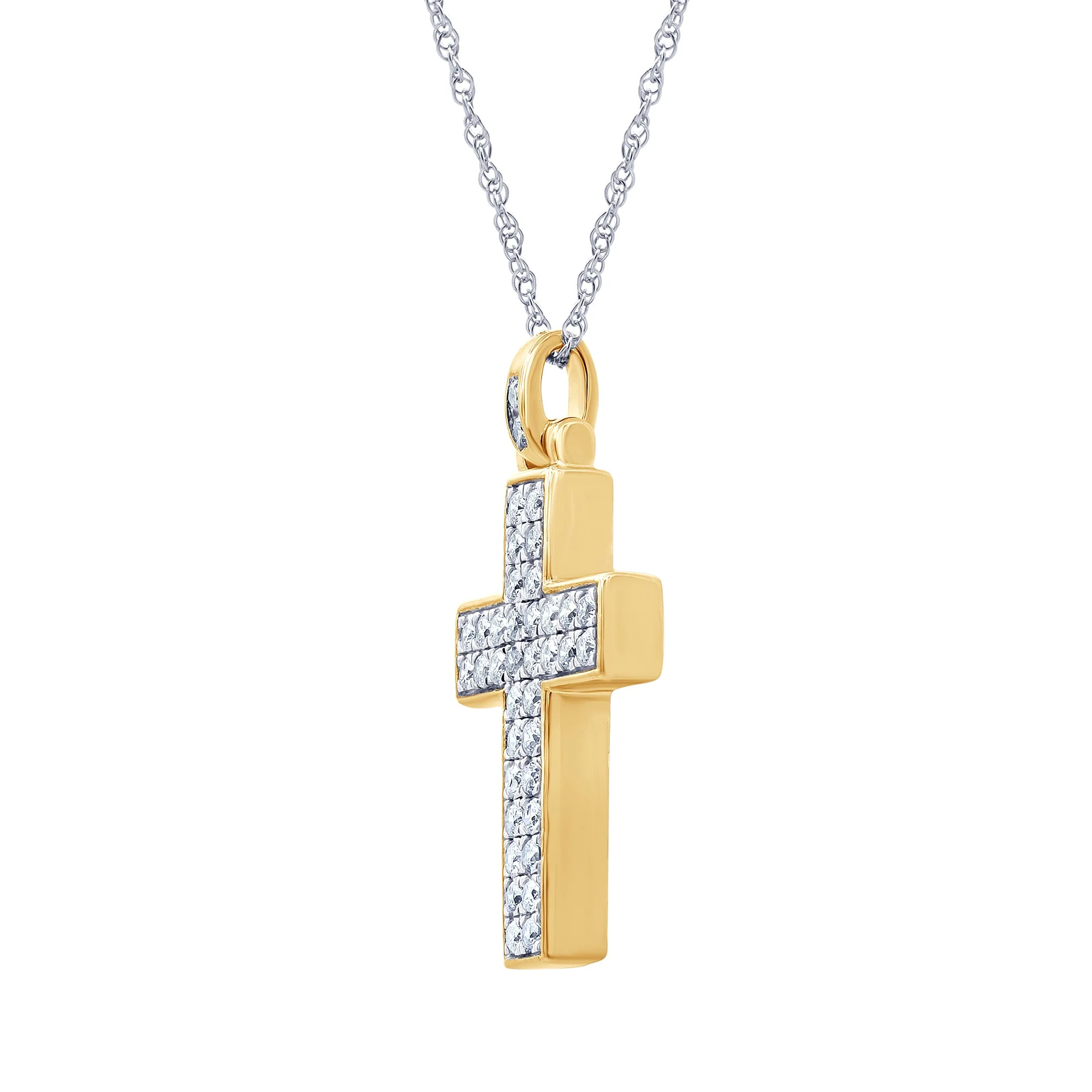 0.75 Carat Lab Grown Diamond Cluster Cross Pendant Necklace In Sterling Silver - Image 2