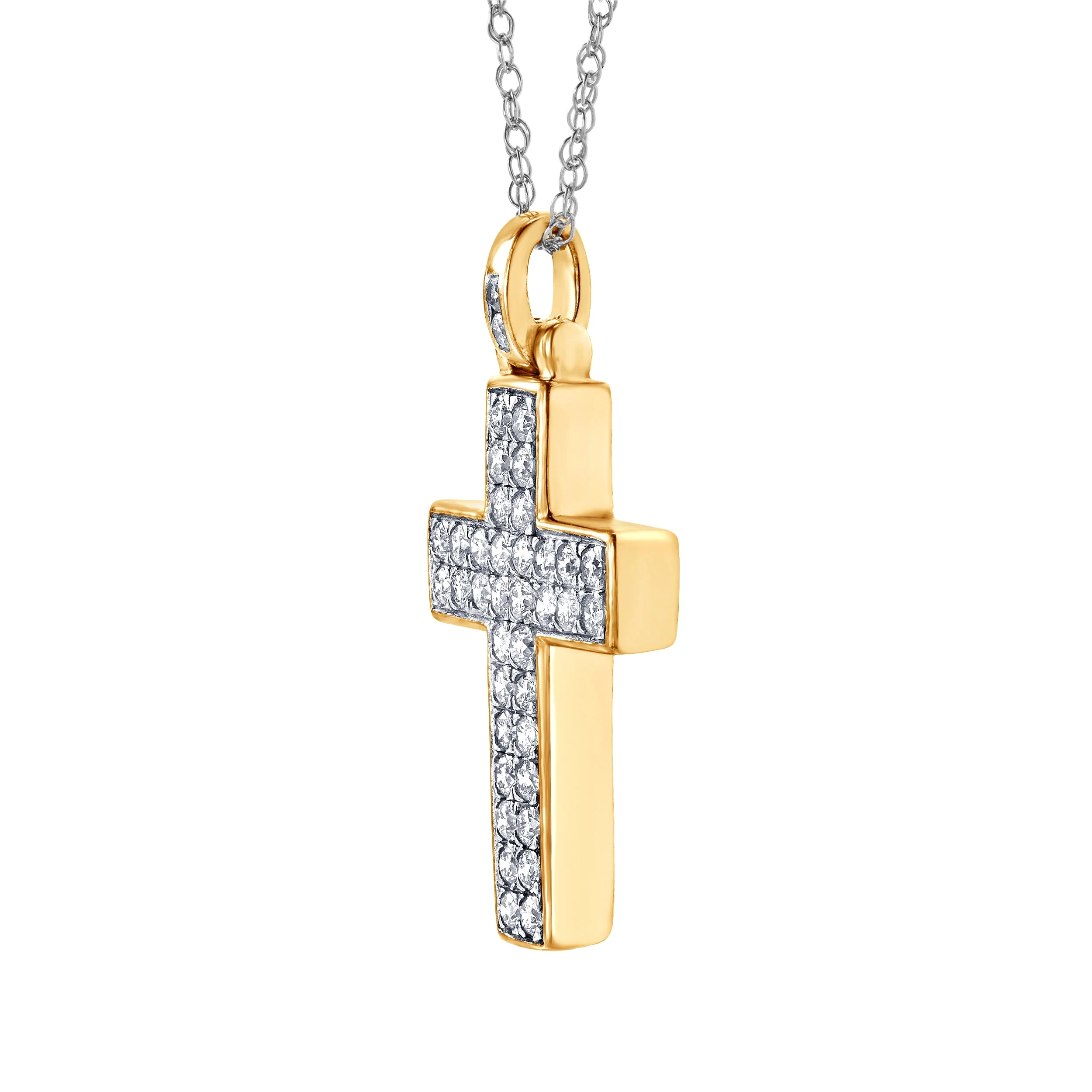 0.75 Carat Lab Grown Diamond Cluster Cross Pendant Necklace In Sterling Silver - Image 3