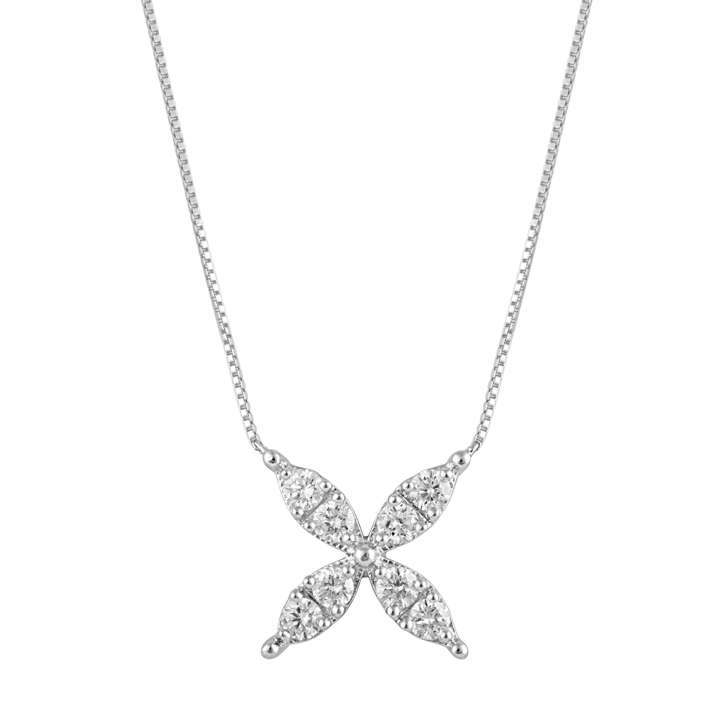 0.20 Carat Lab Grown Diamond Floral Pendant Necklace In Sterling Silver - Image 2