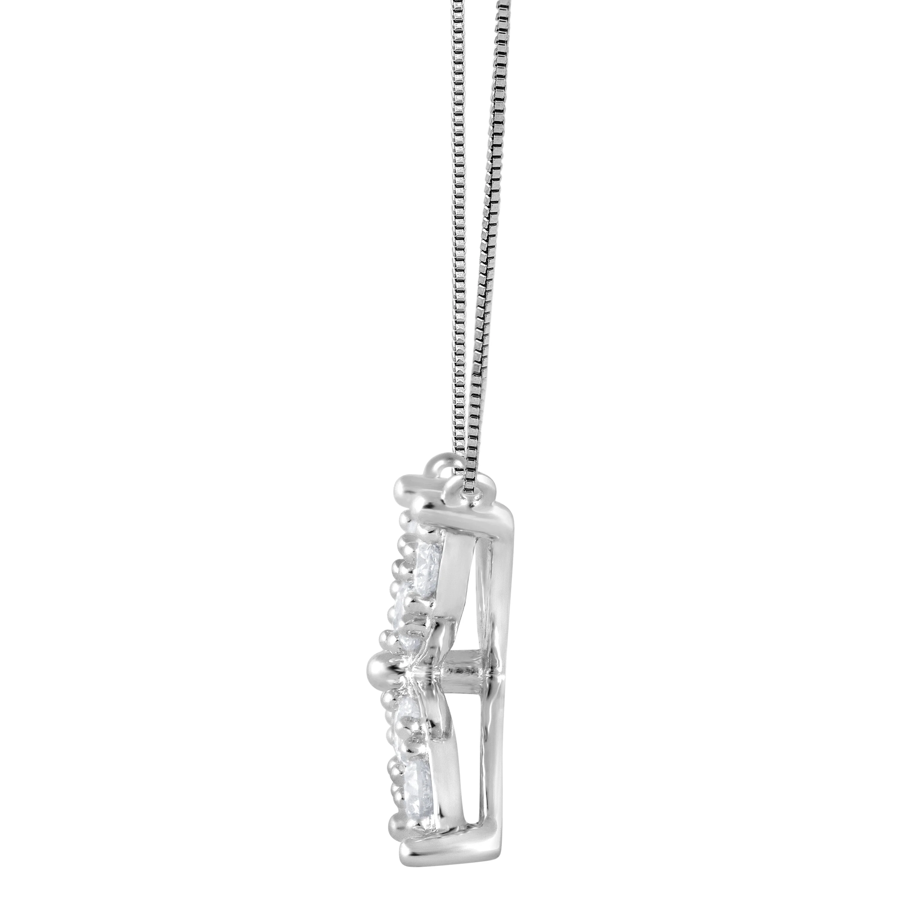 0.20 Carat Lab Grown Diamond Floral Pendant Necklace In Sterling Silver - Image 3