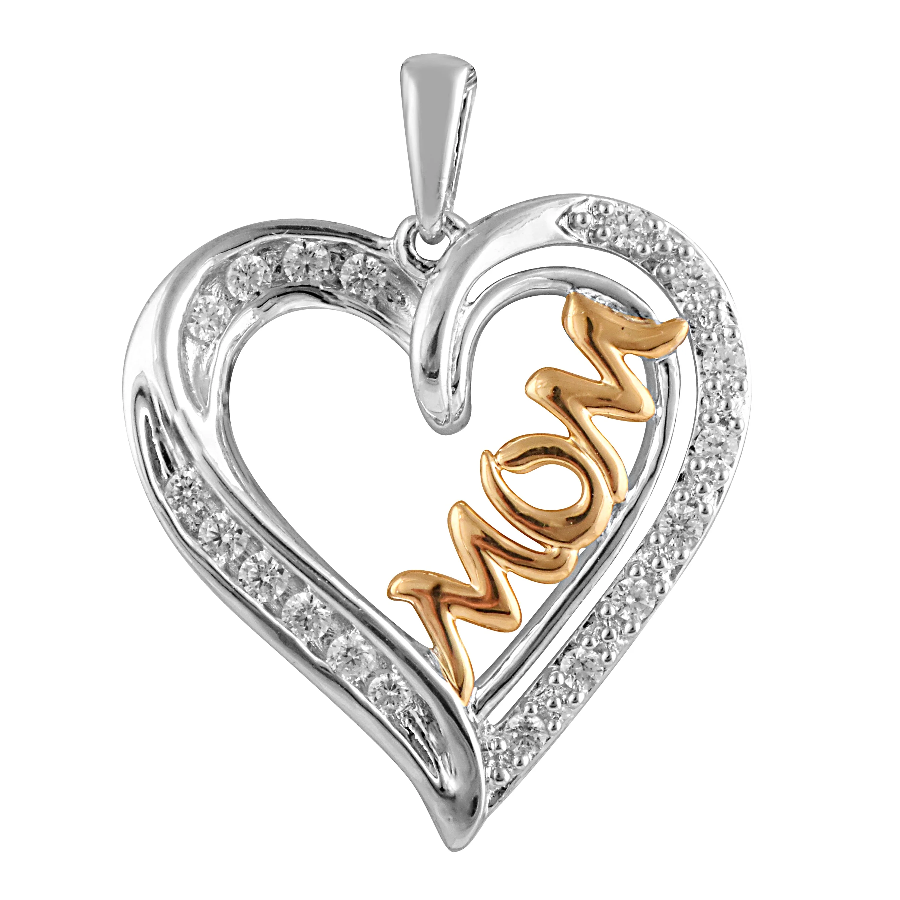 0.20 Carat Lab Grown Diamond Heart Mom Pendant Necklace