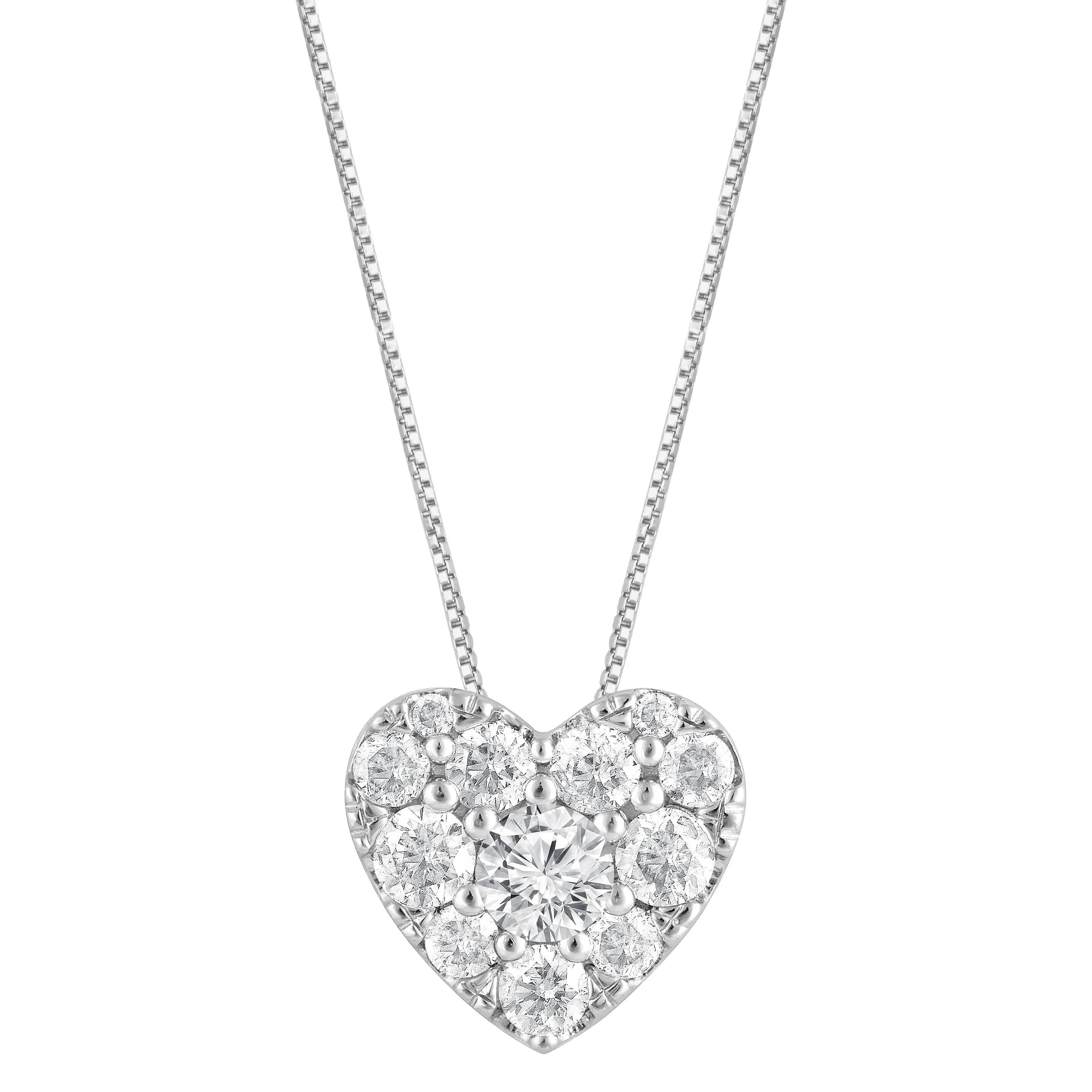 0.50 Carat Lab Grown Diamond Heart Pendant Necklace In Sterling Silver