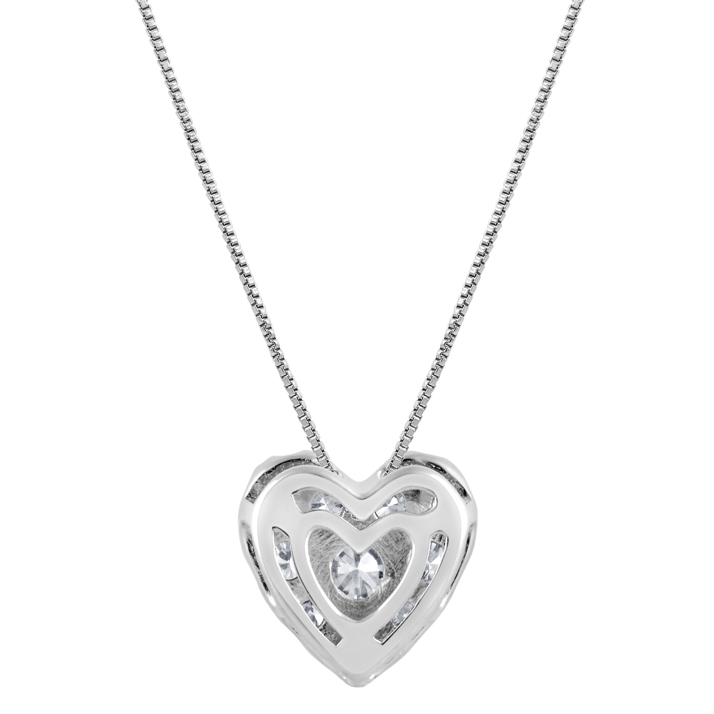 0.50 Carat Lab Grown Diamond Heart Pendant Necklace In Sterling Silver - Image 3