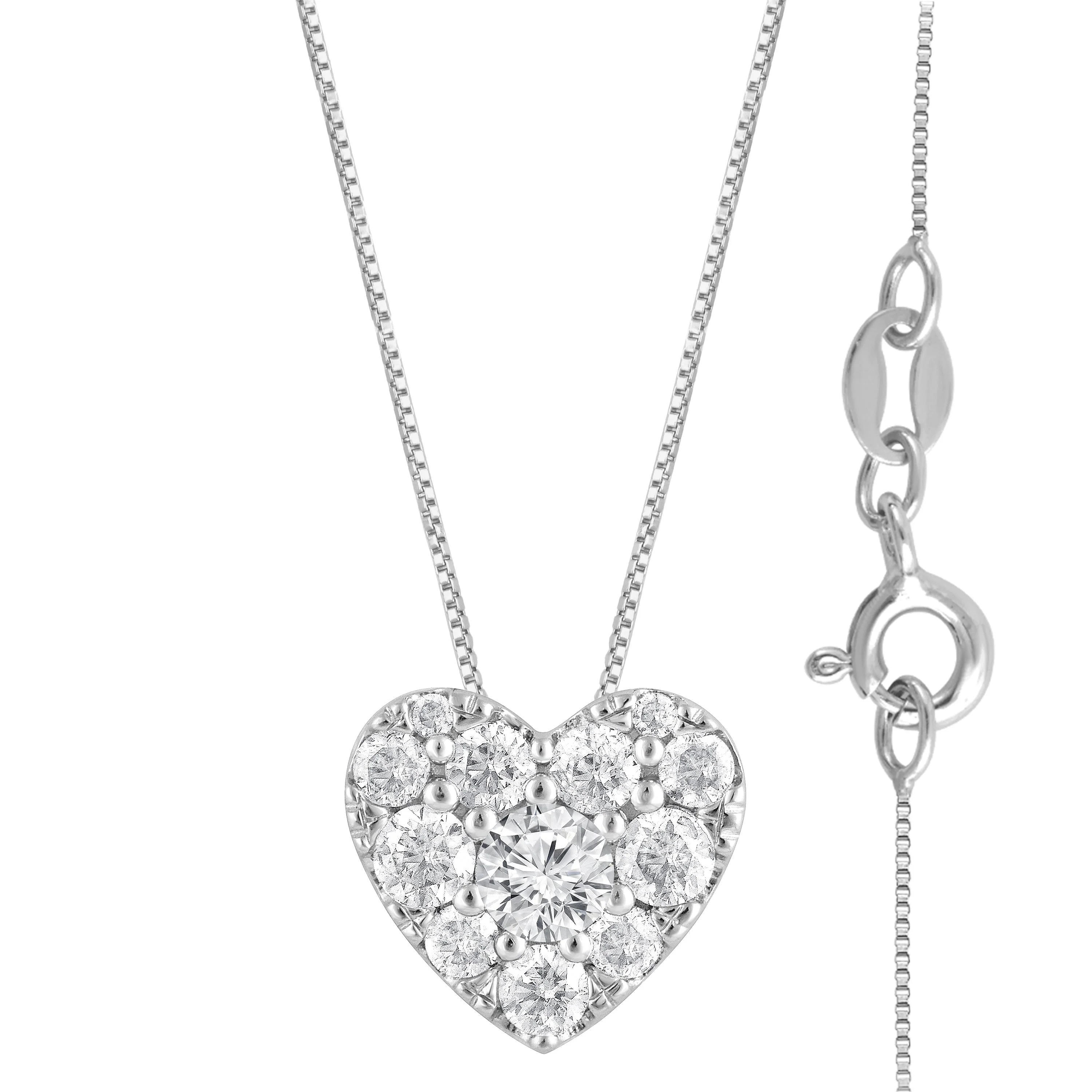0.50 Carat Lab Grown Diamond Heart Pendant Necklace In Sterling Silver - Image 4
