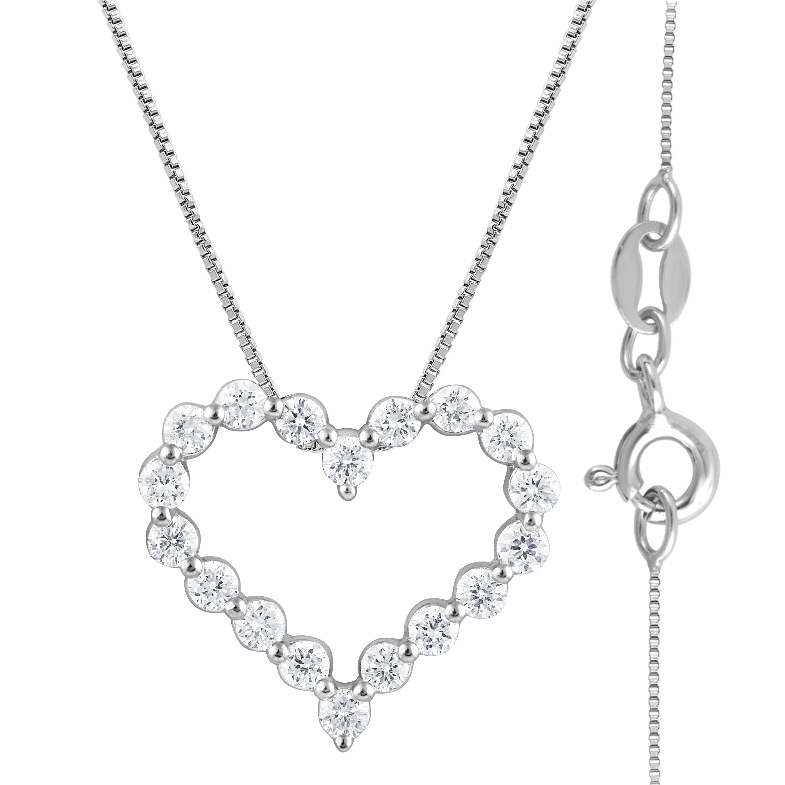 0.25 Carat Heart Lab Grown Diamond Pendant Necklace In Sterling Silver
