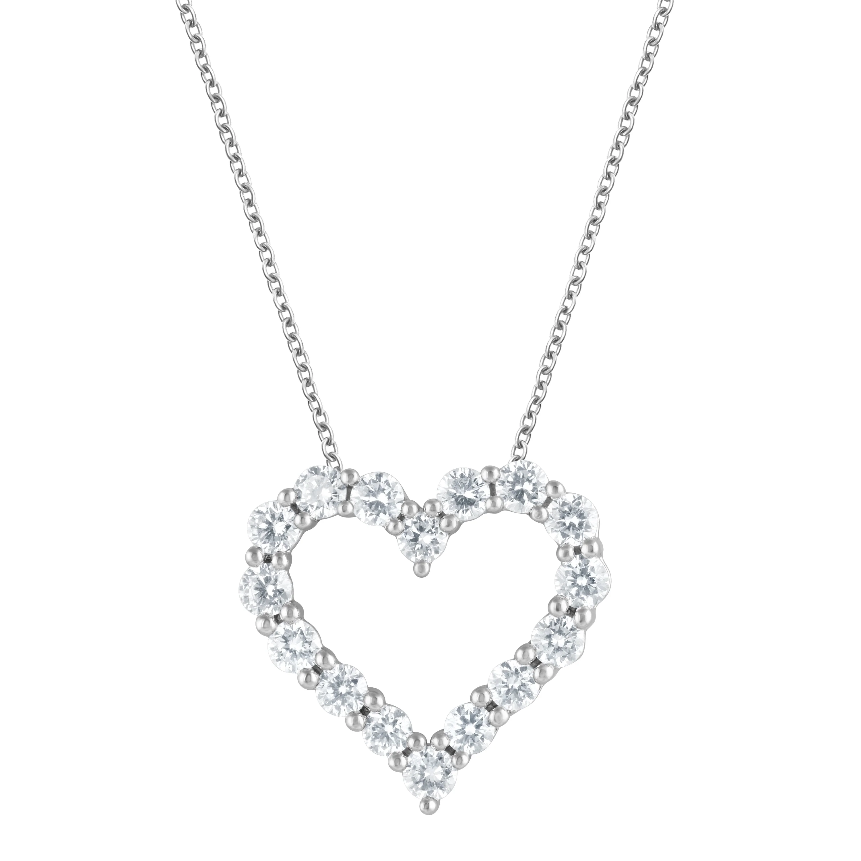 1 Carat Lab Grown Diamond Heart Sterling Silver Necklace