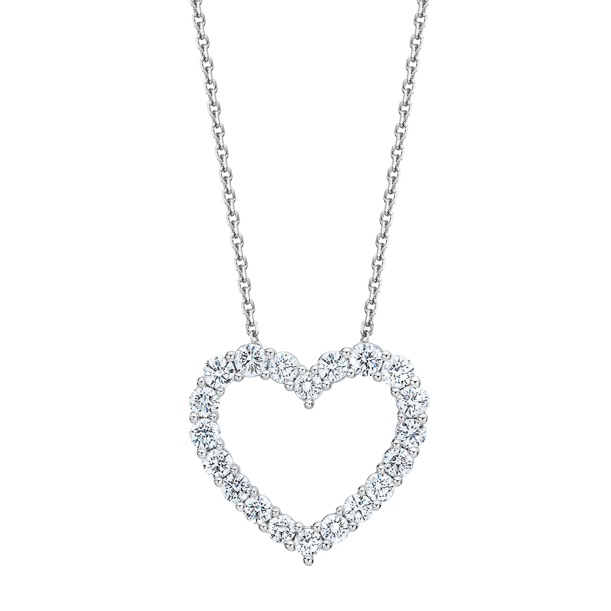 1 Carat Lab Grown Sterling Silver Diamond Heart Pendant Necklace