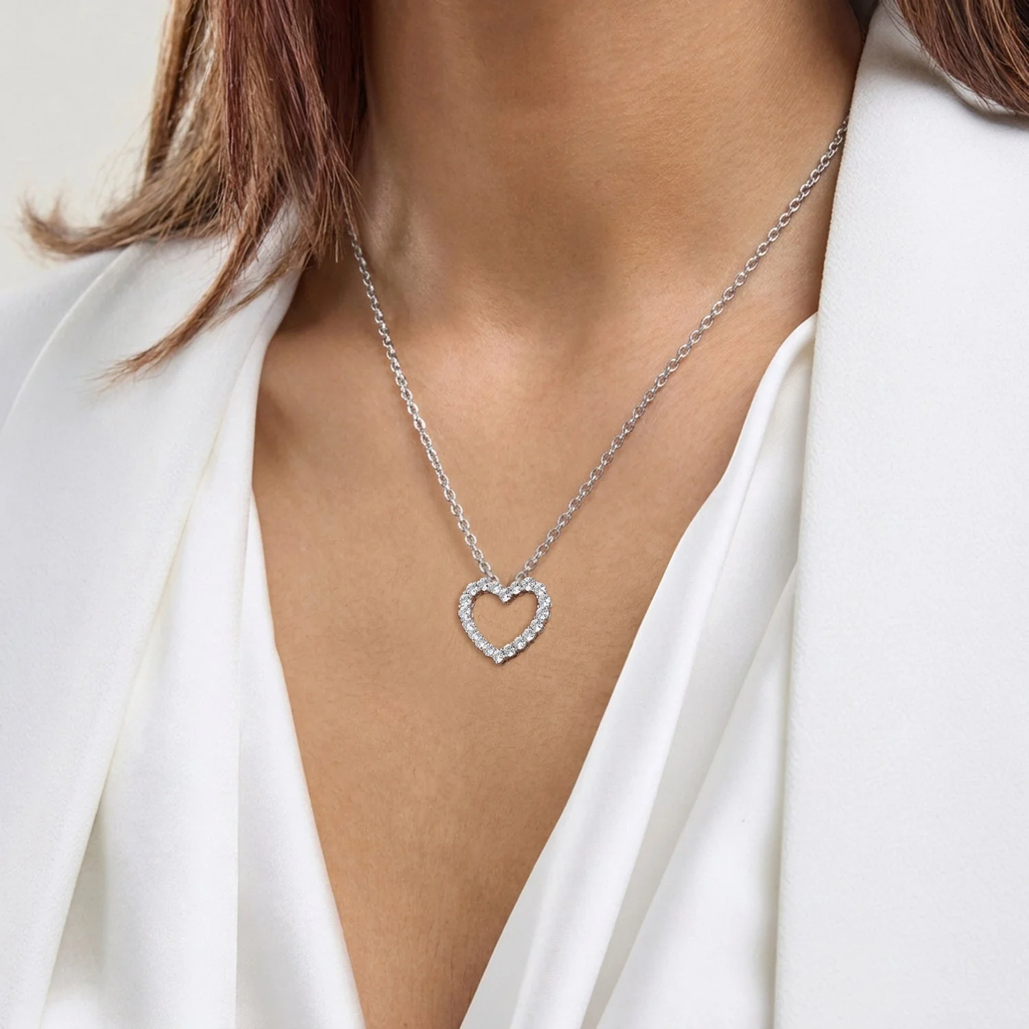 1 Carat Lab Grown Sterling Silver Diamond Heart Pendant Necklace - Image 2