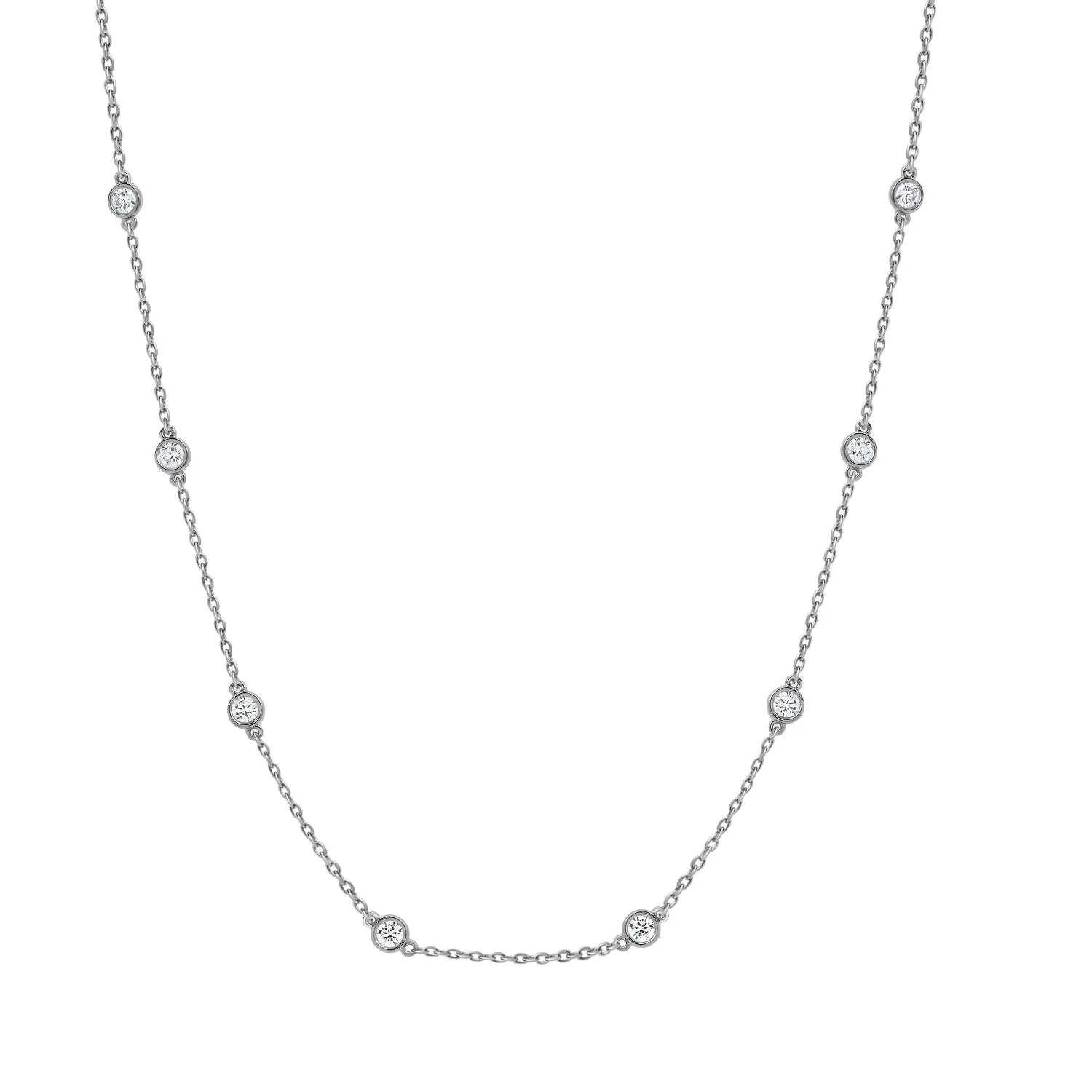 1 Carat Lab Grown Diamond Station Necklace in Sterling Silver