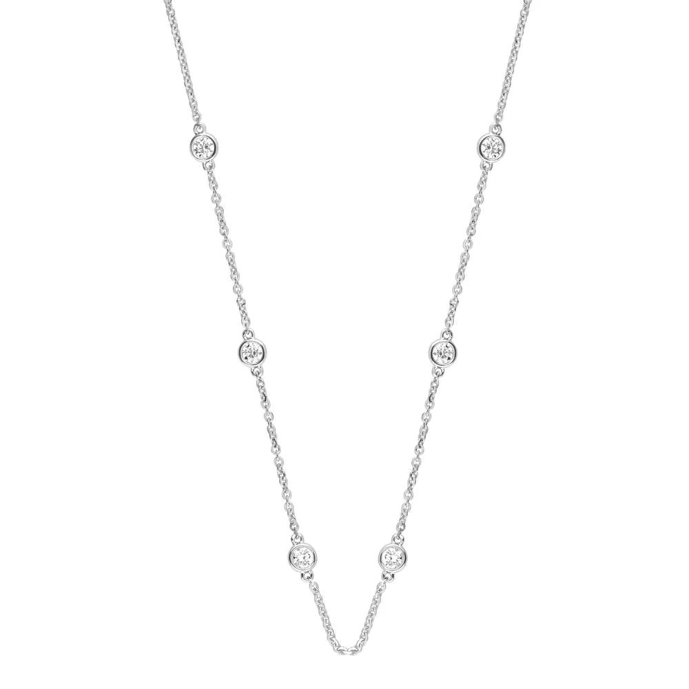 1 Carat Lab Grown Diamond Station Necklace in Sterling Silver - Image 2