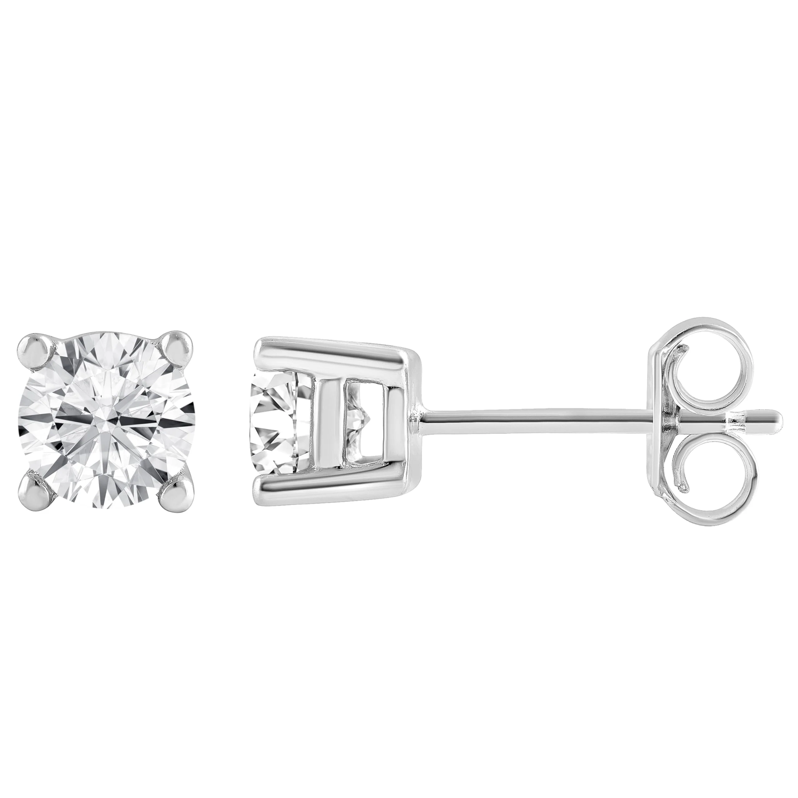 1 Carat Lab Grown Sterling Silver And Yellow Gold Plated Silver Diamond Stud Earrings - Image 2