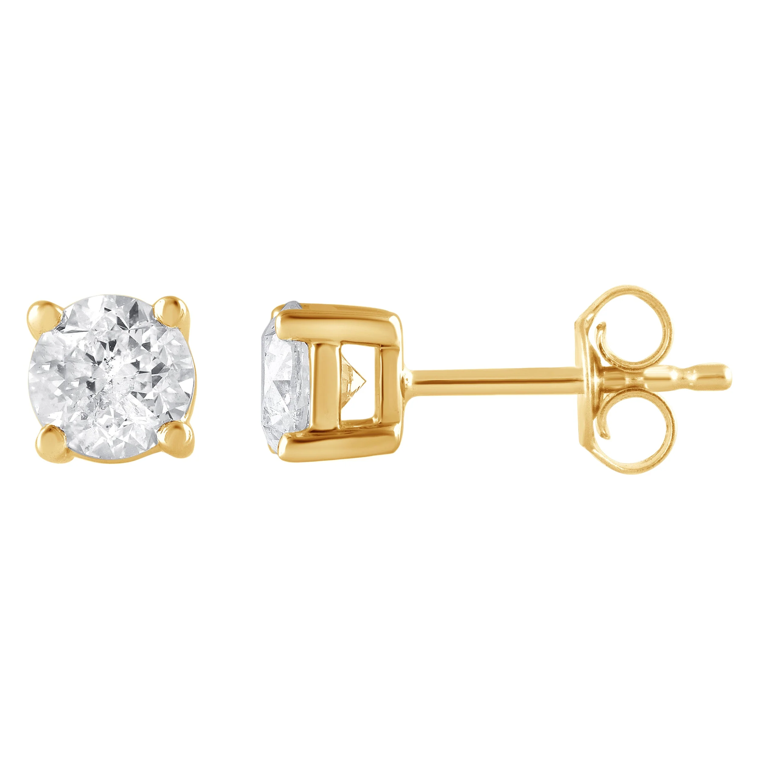 1 Carat Lab Grown Sterling Silver And Yellow Gold Plated Silver Diamond Stud Earrings - Image 6