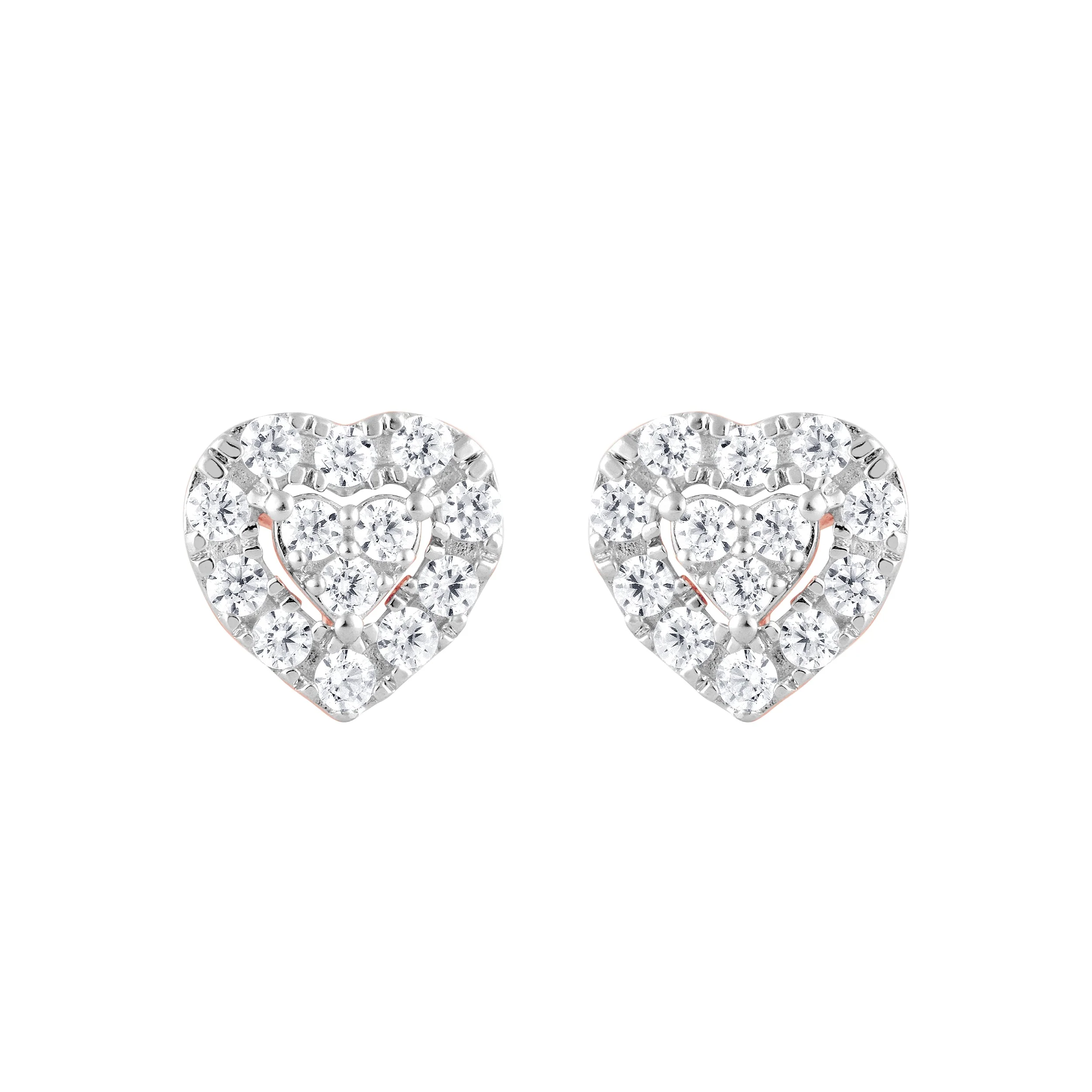 0.25 Carat Lab Grown Halo Diamond Heart Stud Earrings - Image 2
