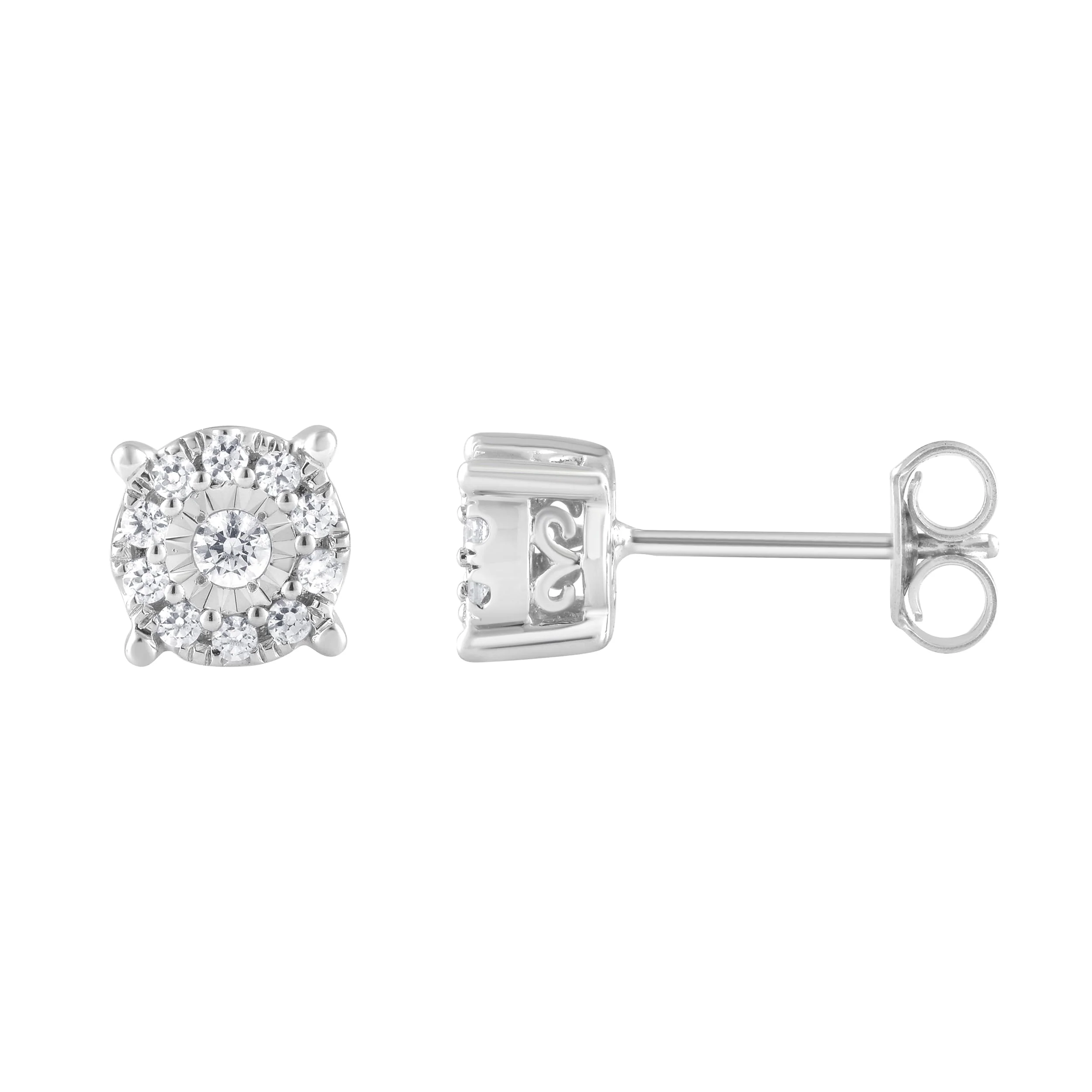 0.25 Carat Lab Grown Halo Diamond Stud Earrings