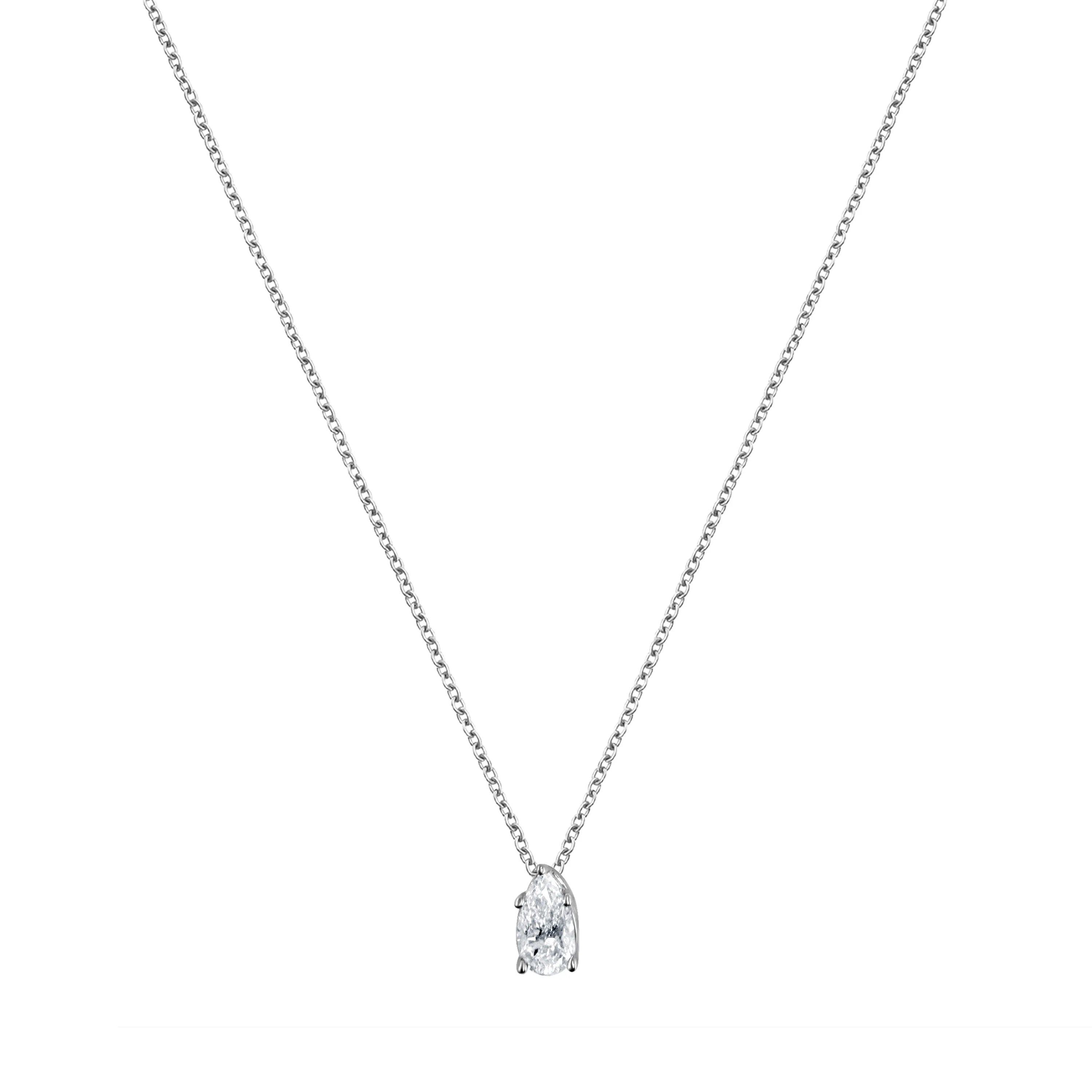1 Carat Lab Grown Pear Solitaire Diamond Pendant Necklace - Image 3