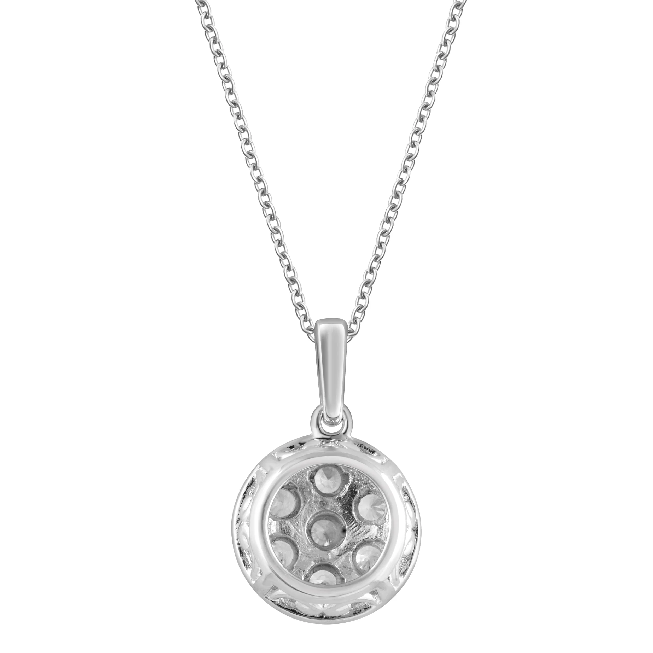0.25 Carat Lab Grown Round Cluster Diamond Pendant Necklace In Sterling Silver - Image 3
