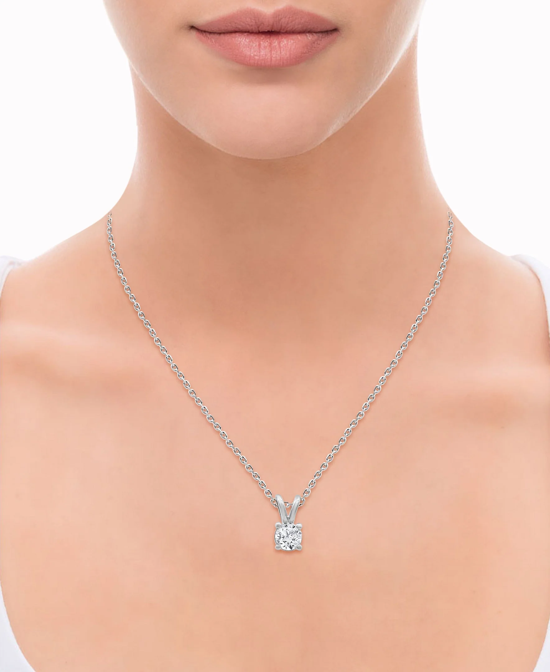 0.50 Carat Lab Grown Round Cut Solitaire Diamond Necklace Set - Image 3