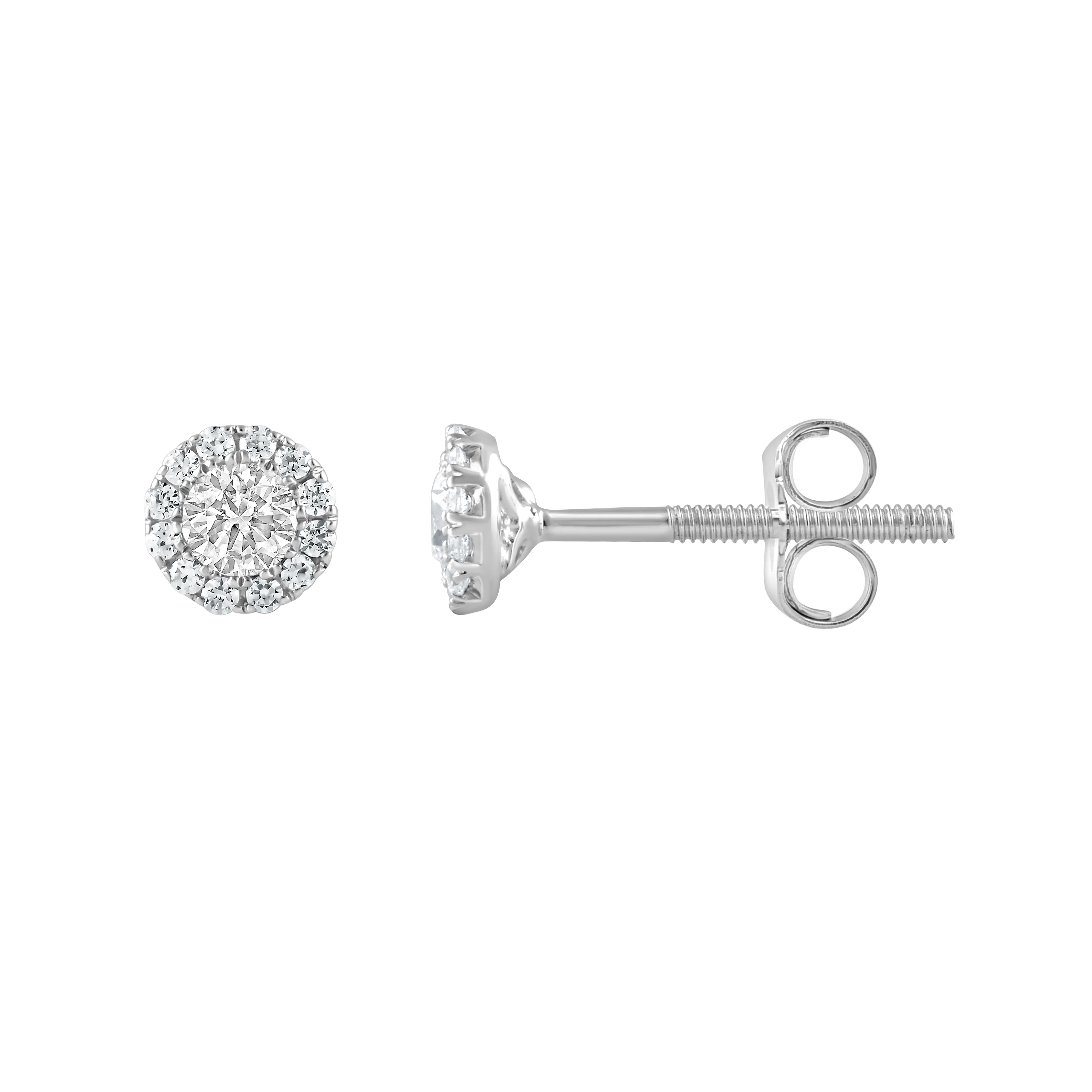 0.50 Carat Lab Grown Sterling Silver Diamond Halo Necklace And Earrings Set - Image 3