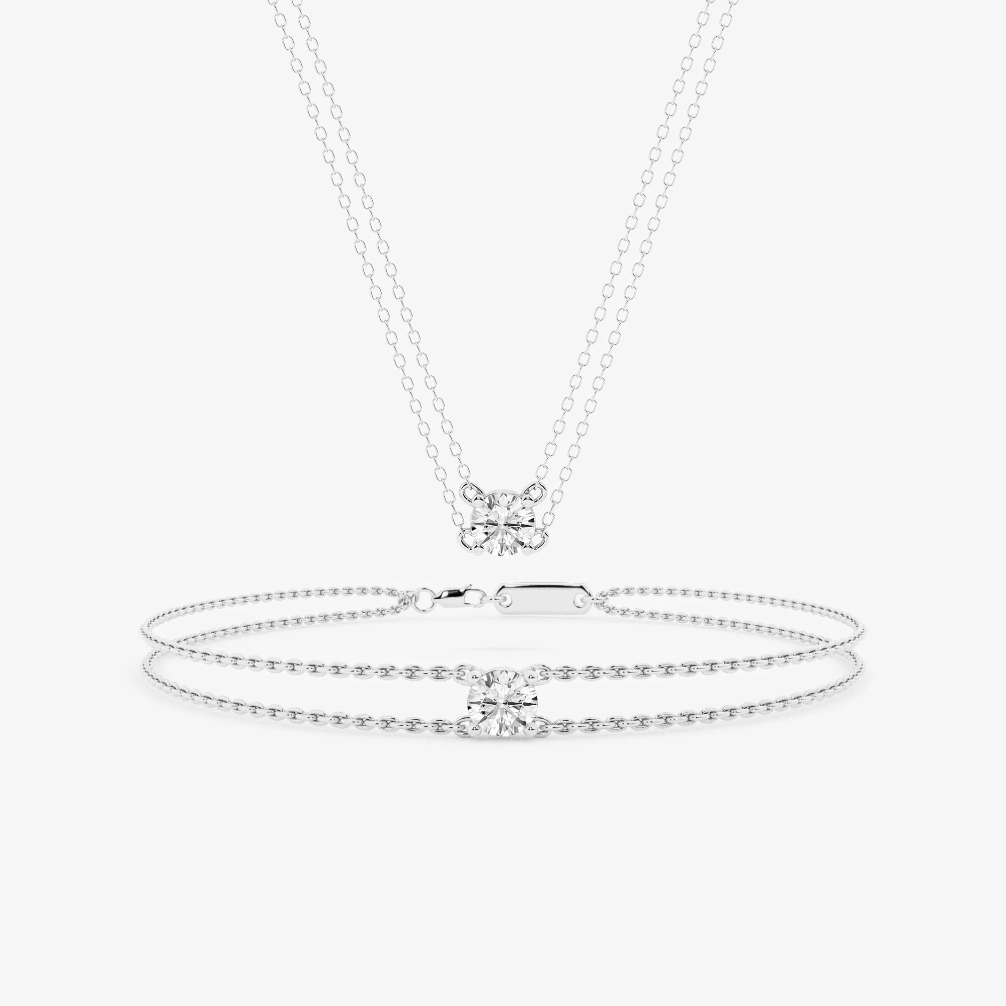 0.60 Carat Lab Grown Round Solitaire Diamond Necklace In Sterling Silver - Image 3