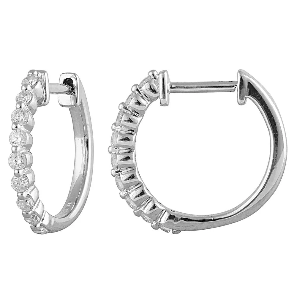 0.25 Carat Lab Grown Single Row Diamond Hoop Earrings