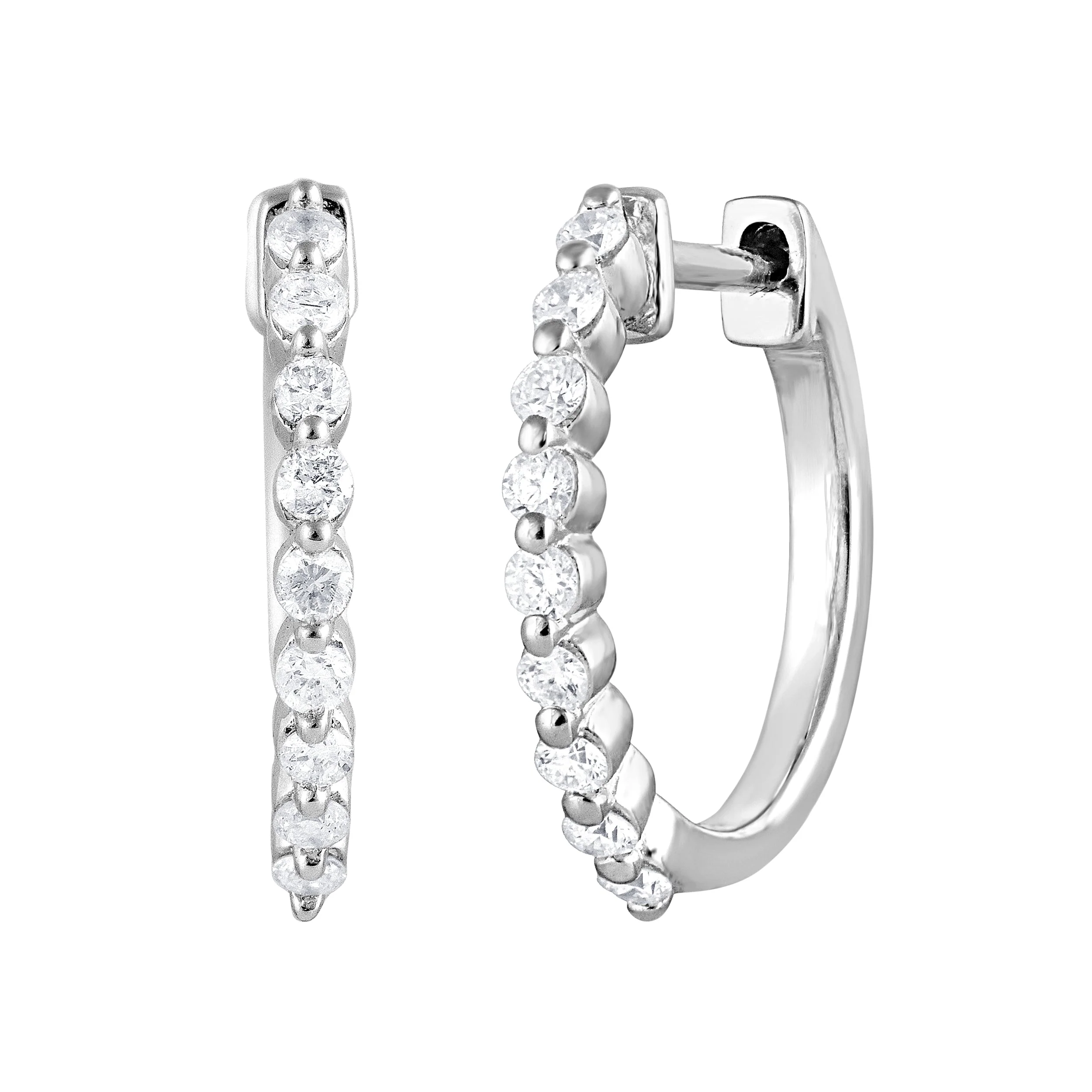 0.25 Carat Lab Grown Single Row Diamond Hoop Earrings - Image 3