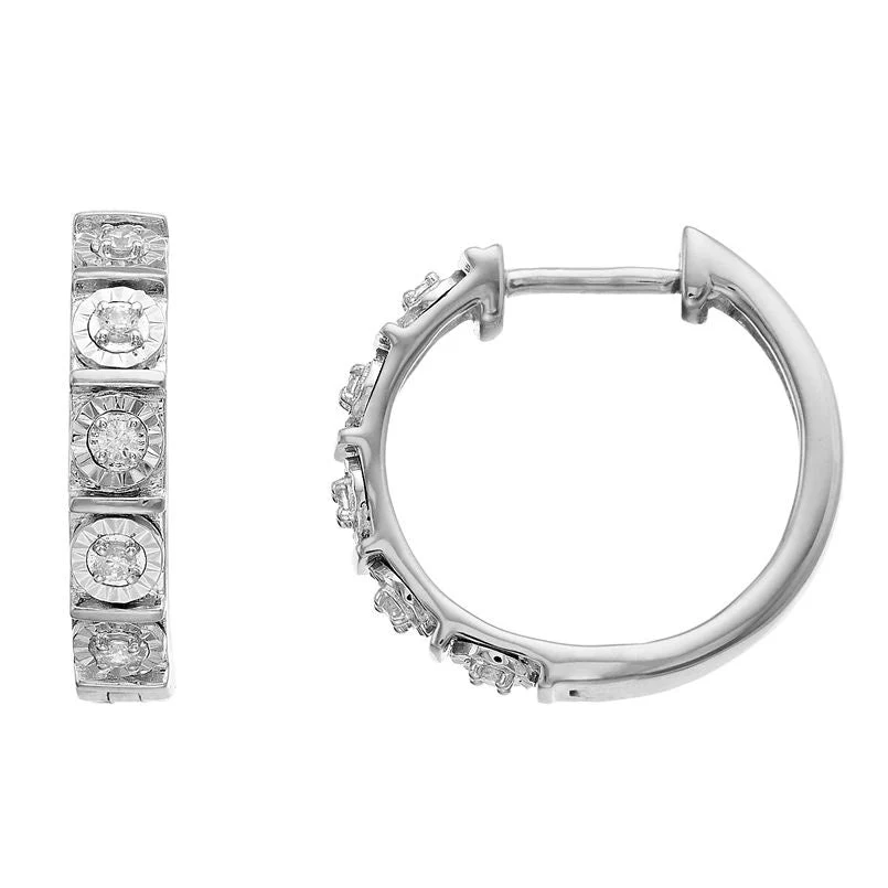 0.10 Carat Single Row Lab Grown Diamond Huggie Hoop Earrings