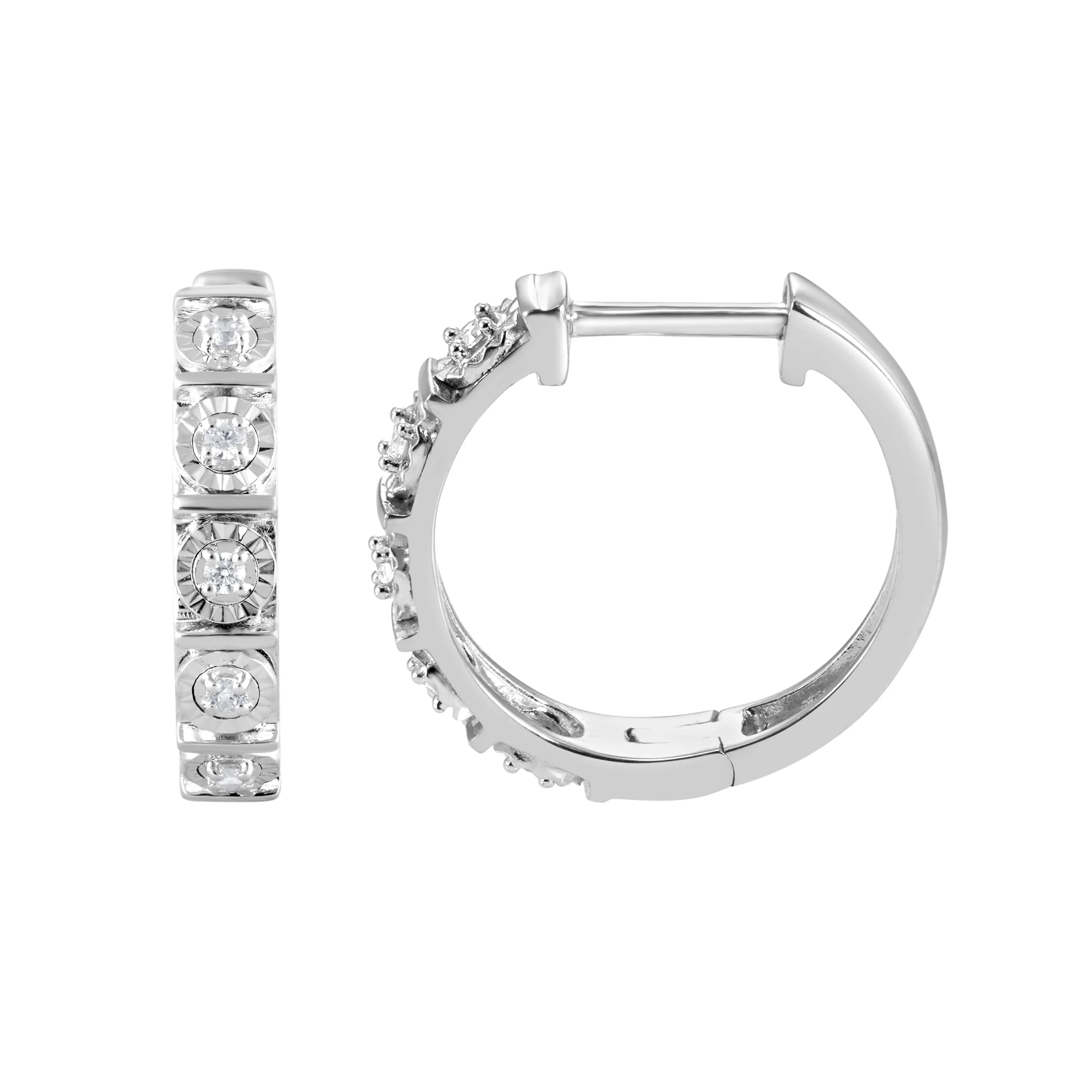 0.10 Carat Single Row Lab Grown Diamond Huggie Hoop Earrings - Image 2