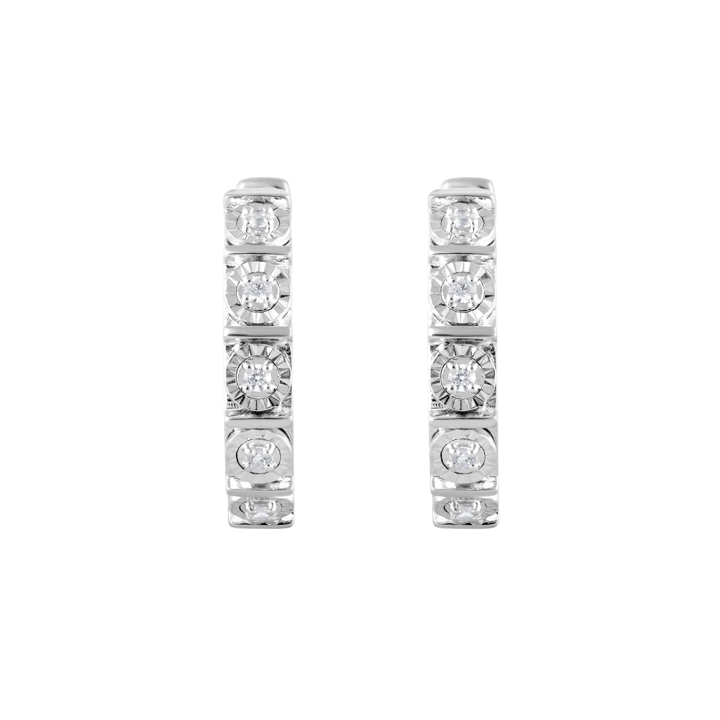 0.10 Carat Single Row Lab Grown Diamond Huggie Hoop Earrings - Image 3