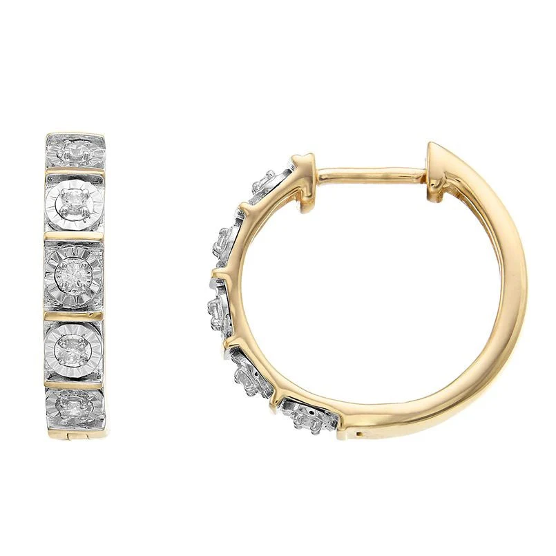 0.10 Carat Single Row Lab Grown Diamond Huggie Hoop Earrings - Image 4