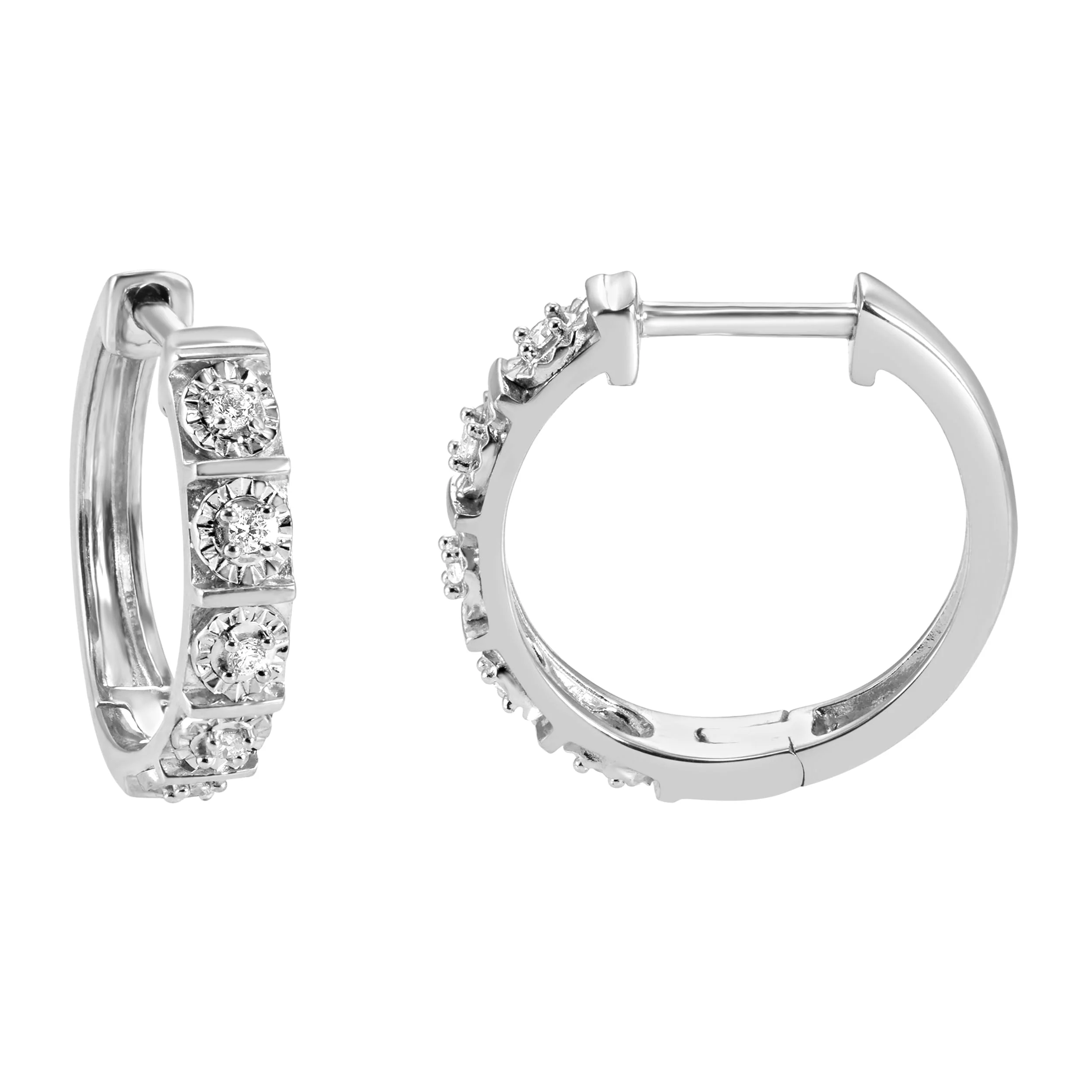 0.10 Carat Single Row Lab Grown Diamond Huggie Hoop Earrings - Image 6