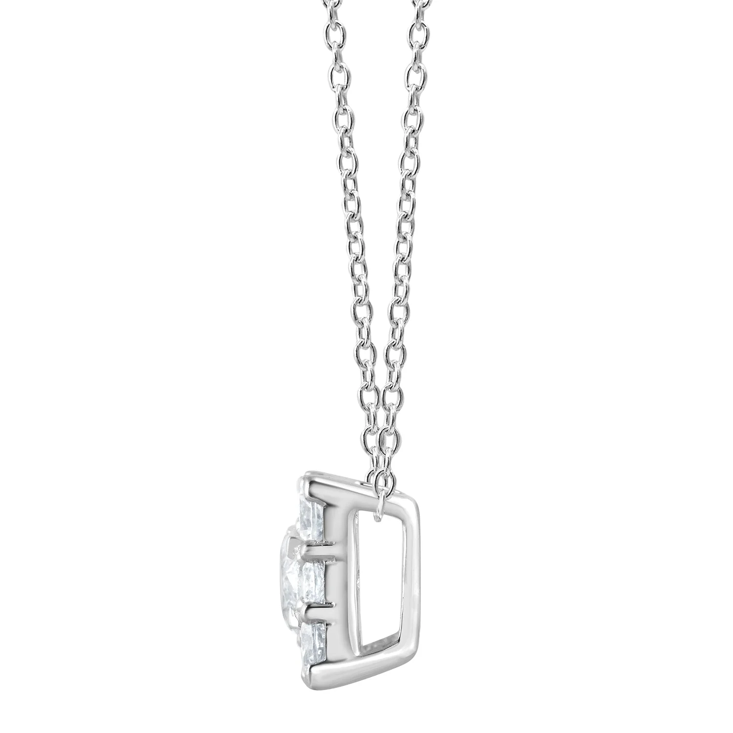 1 Carat Lab Grown Square Cluster Diamond Pendant Necklace In Sterling Silver - Image 3