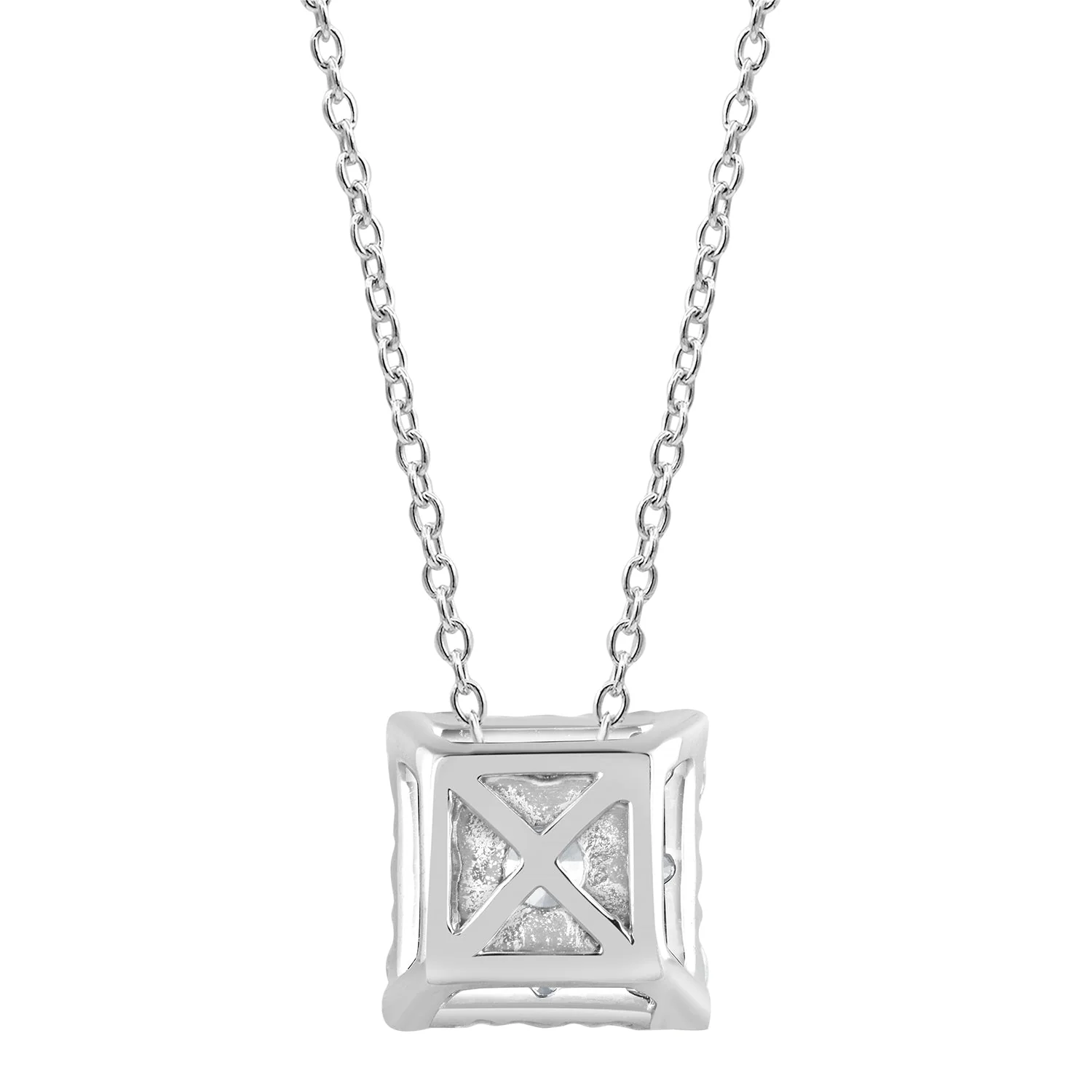 1 Carat Lab Grown Square Cluster Diamond Pendant Necklace In Sterling Silver - Image 4