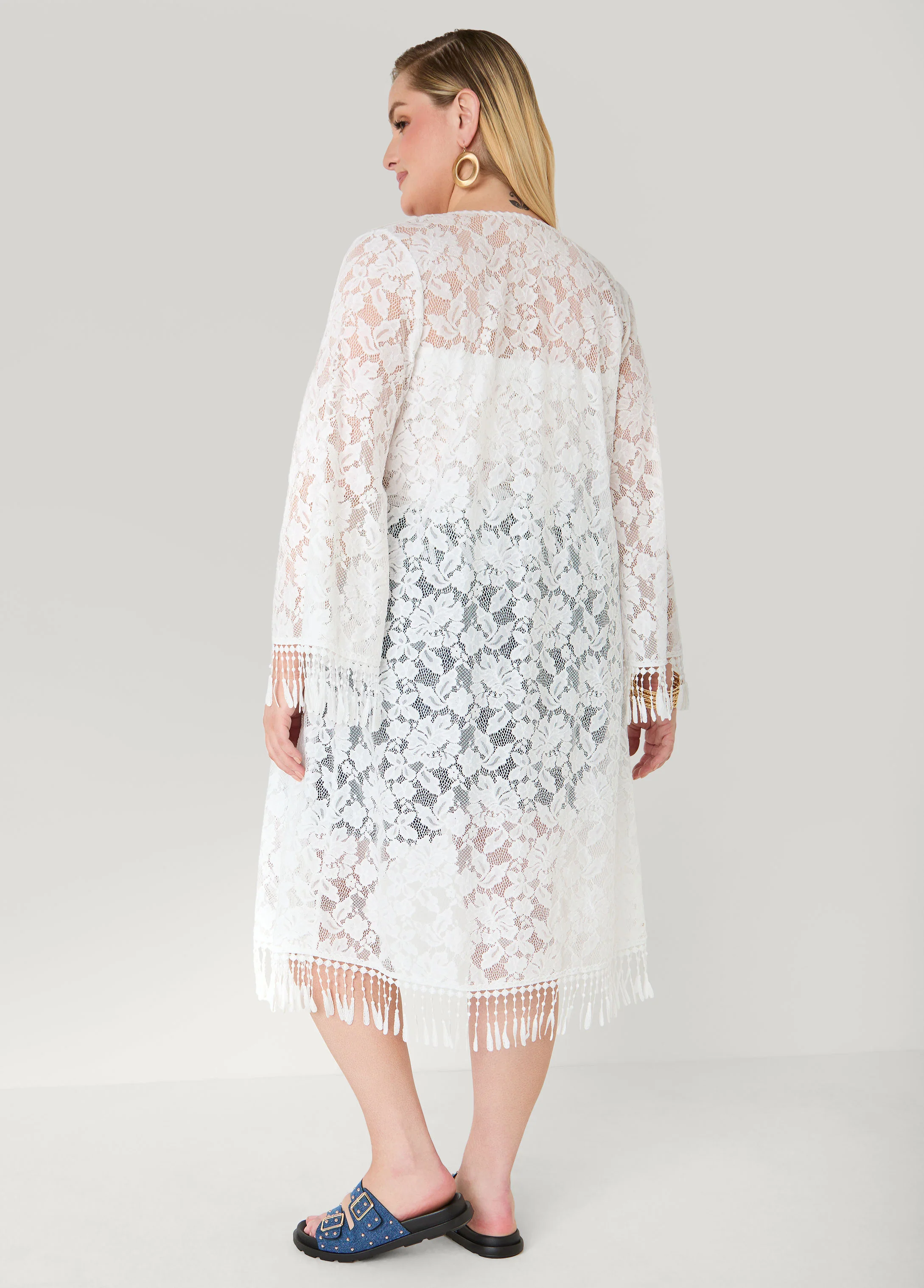 Fringed Floral Lace Duster - Image 2