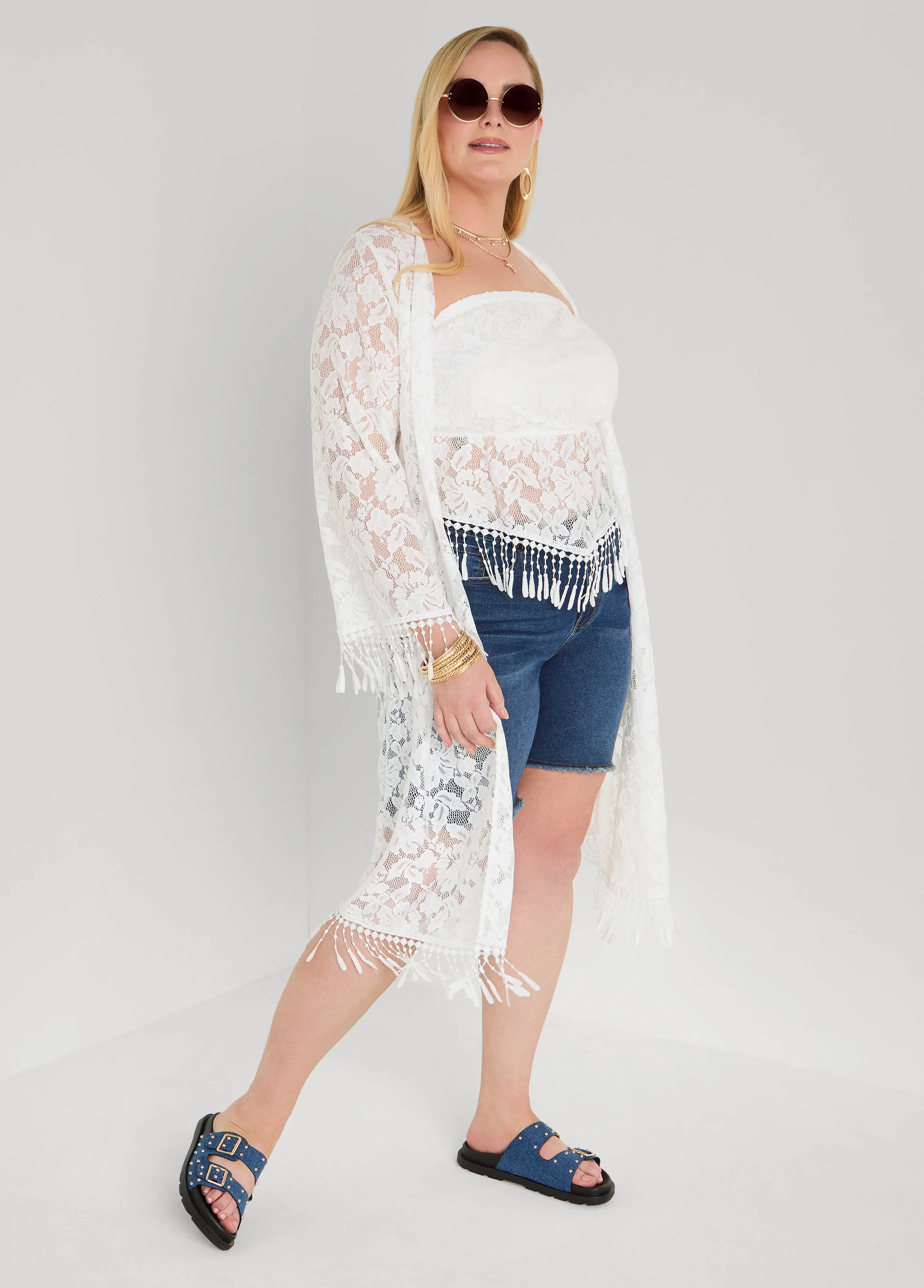 Fringed Floral Lace Duster - Image 3