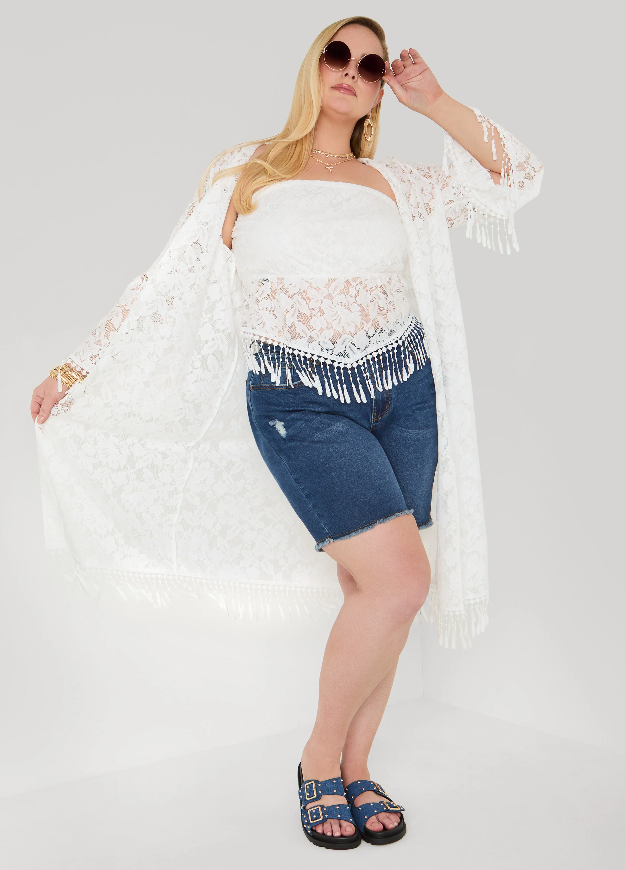 Fringed Floral Lace Duster - Image 4