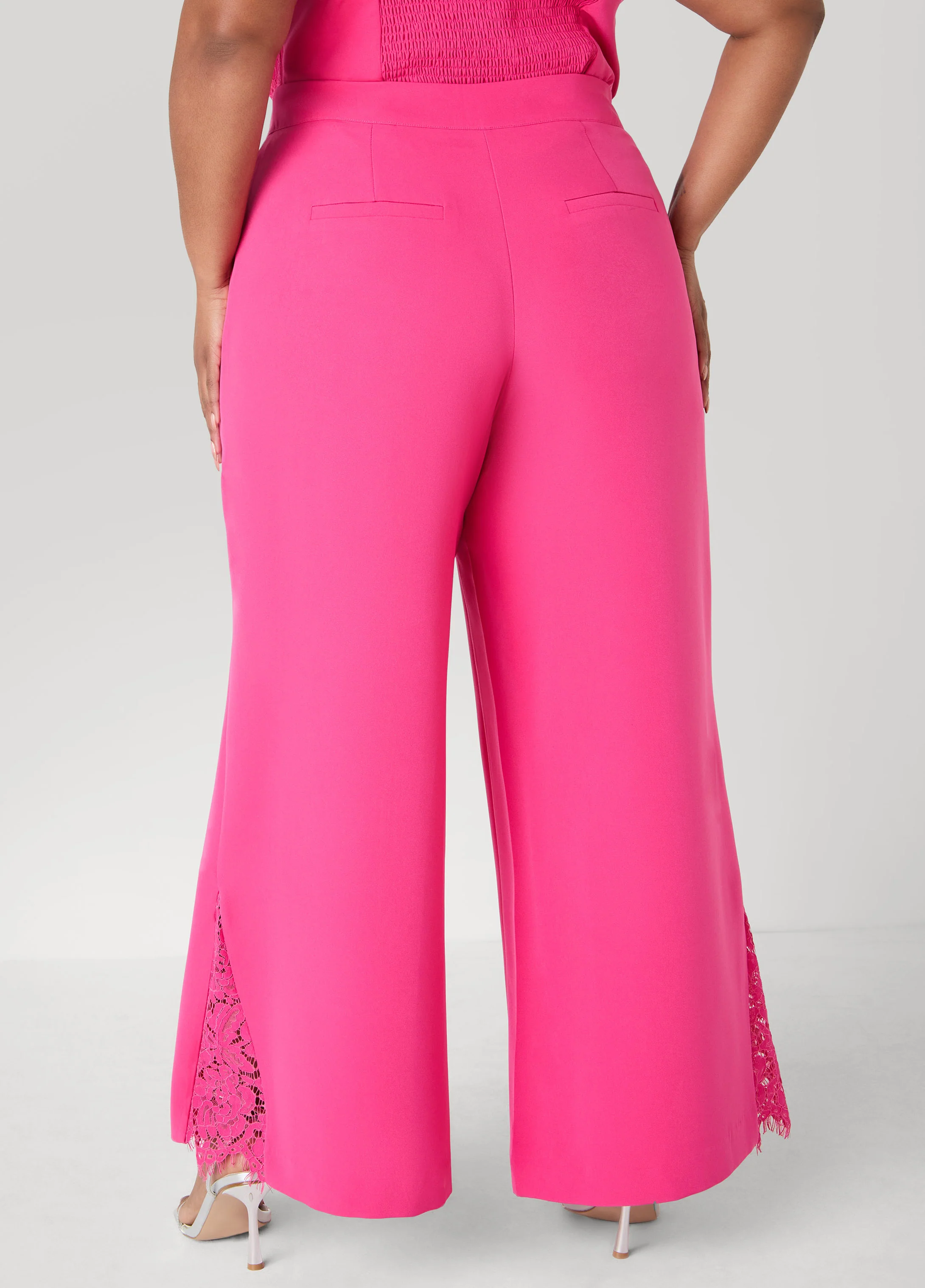 Lace Paneled Wide Leg Trousers - Image 2