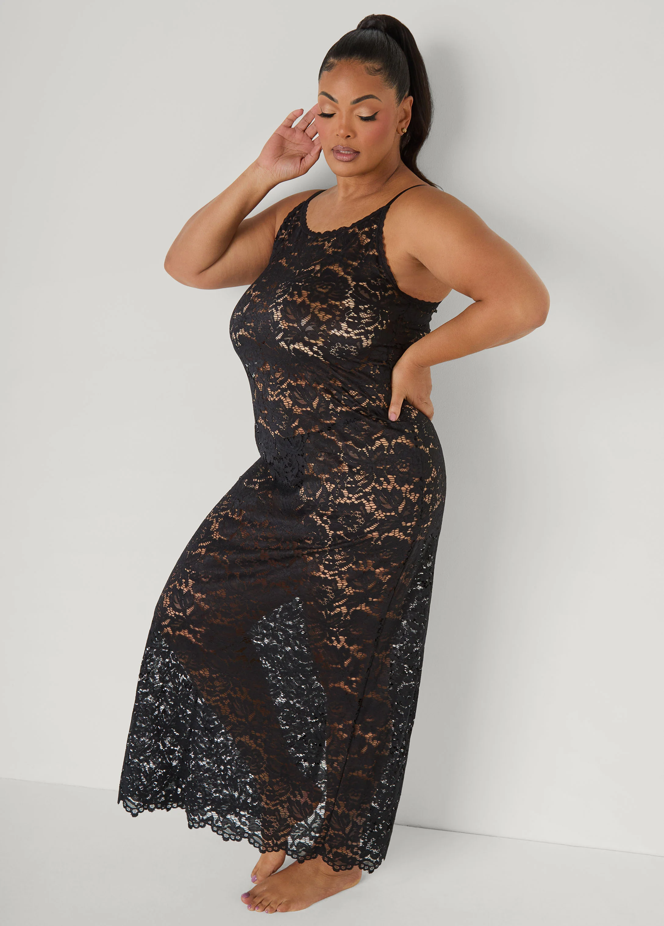 Floral Lace Lingerie Gown - Image 3
