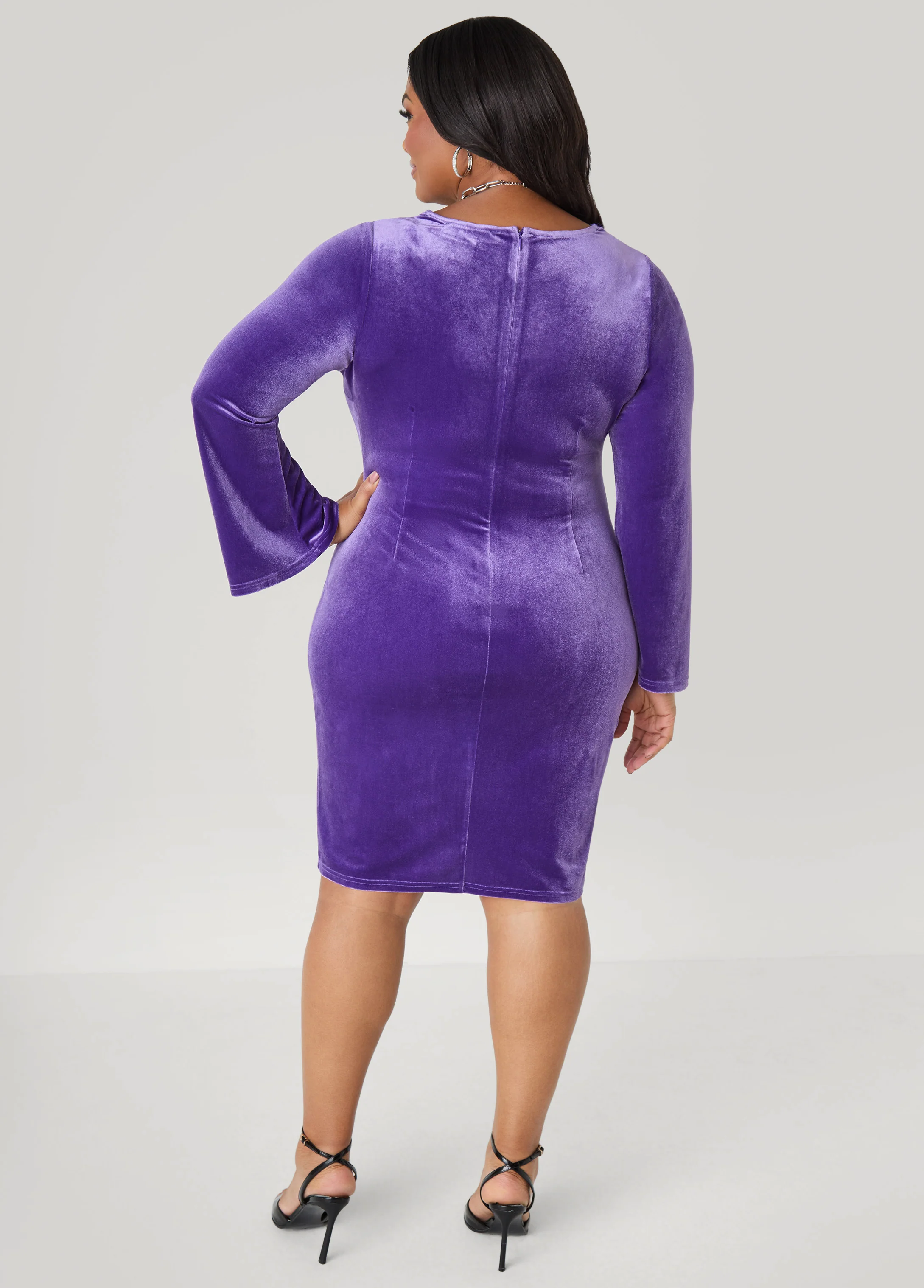 Lace Trimmed Velvet Sheath Dress - Image 5