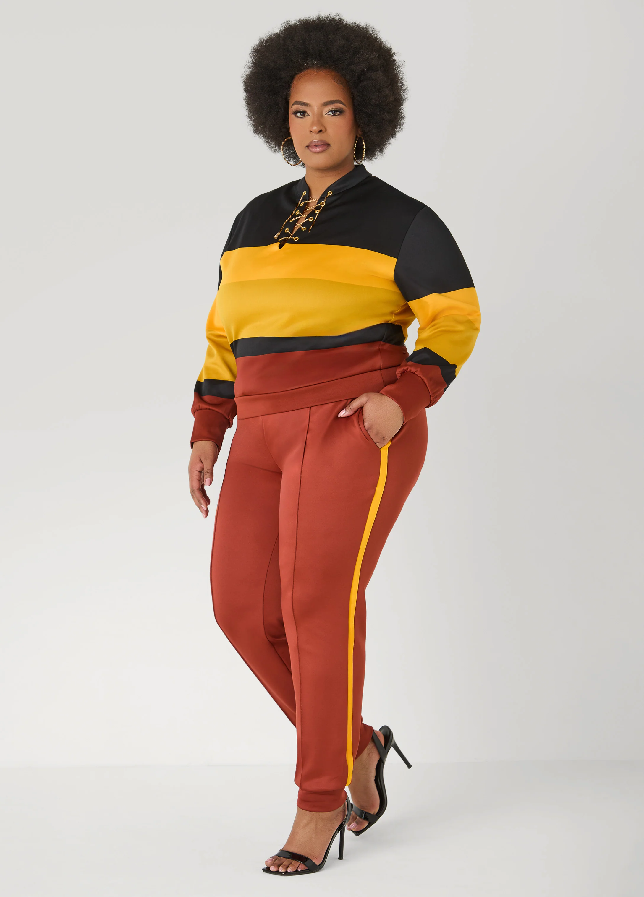 Chain Embellished Striped Pullover - Image 3