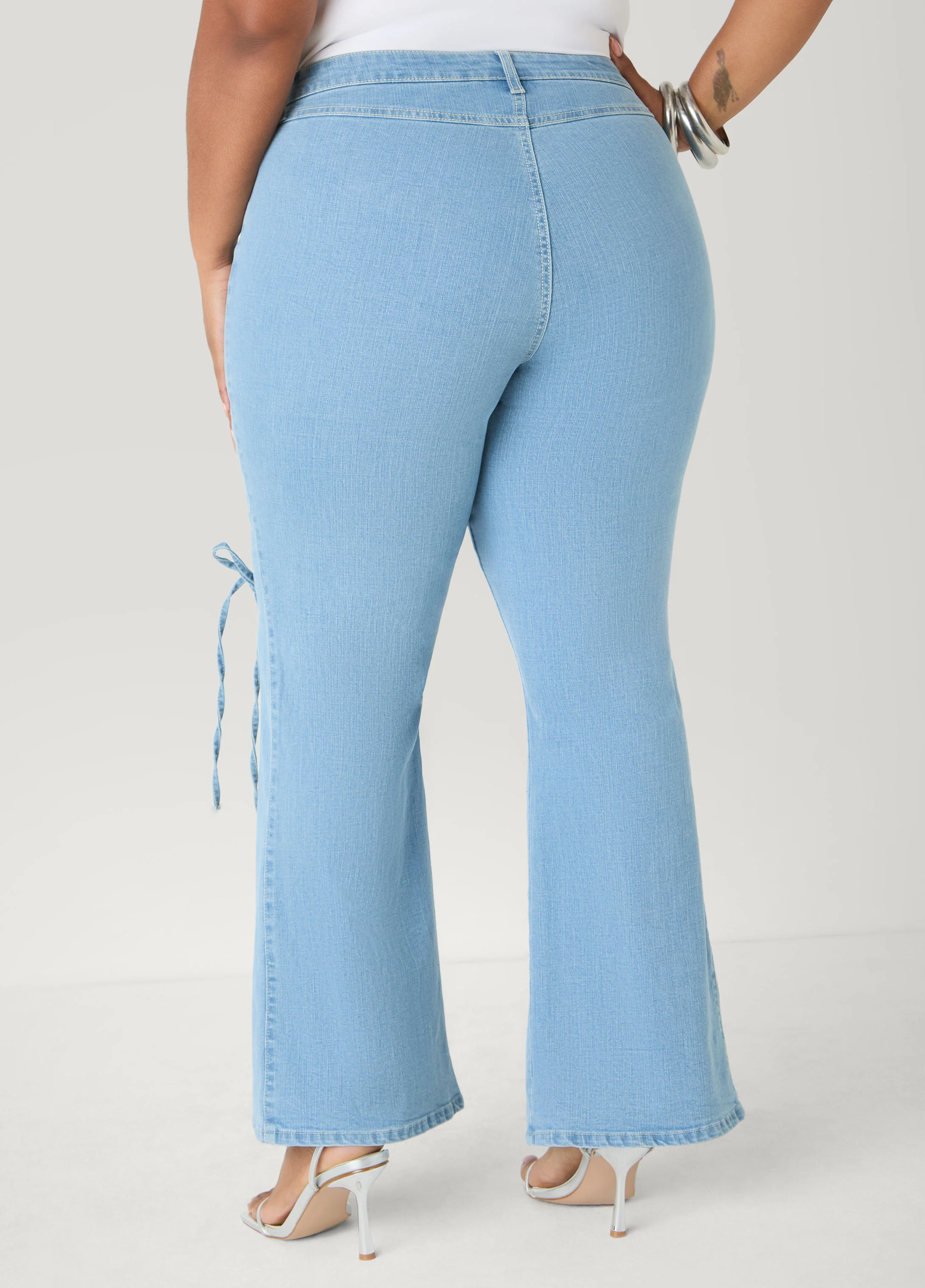 Lace Up Flared Jeans - Image 2