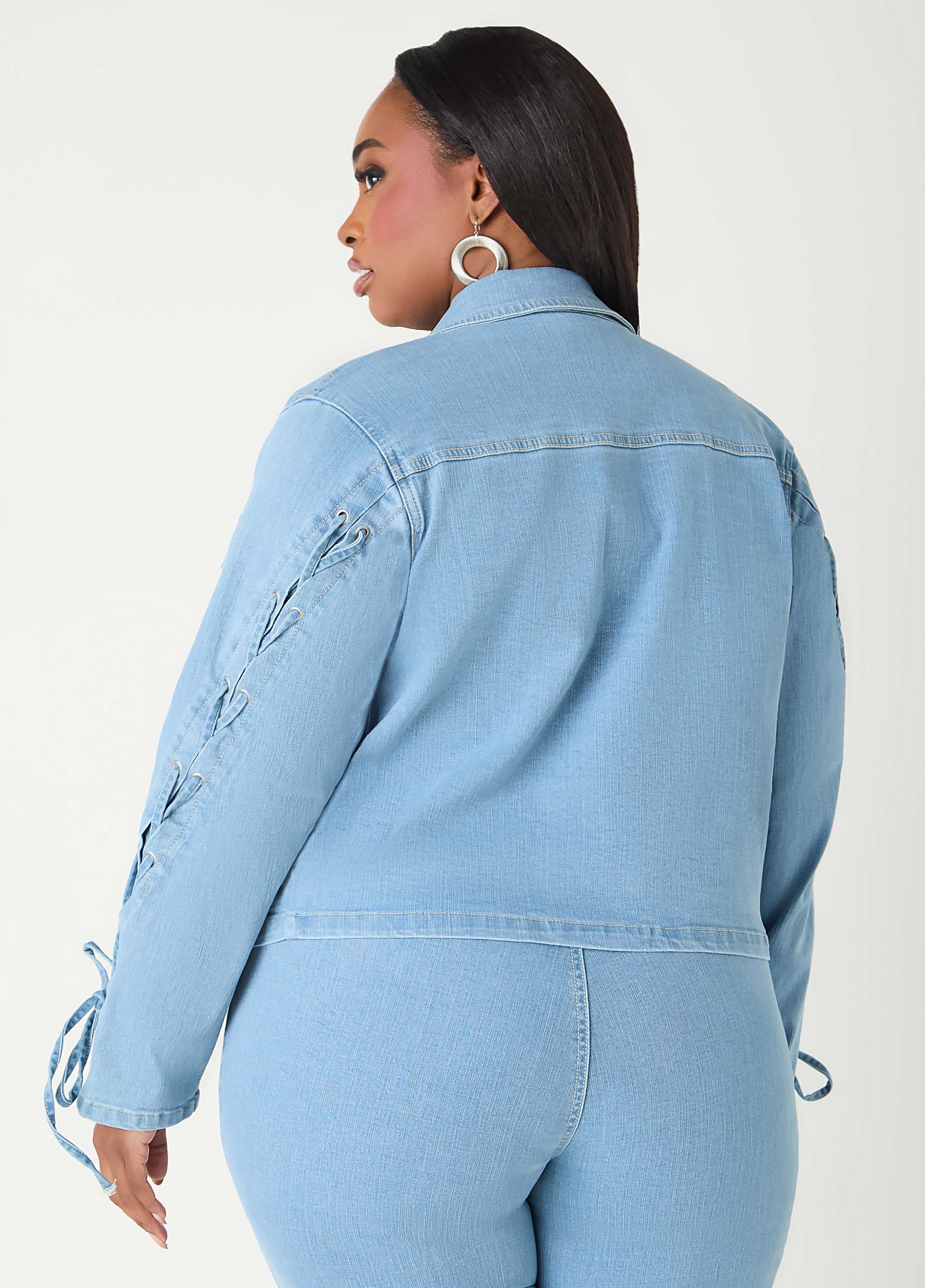 Lace Up Denim Jacket - Image 2