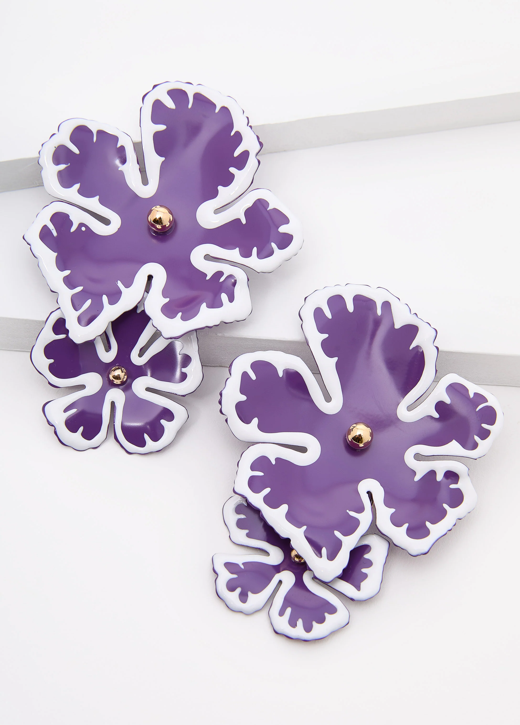 Dangle Painted Flower Earrings - Image 2