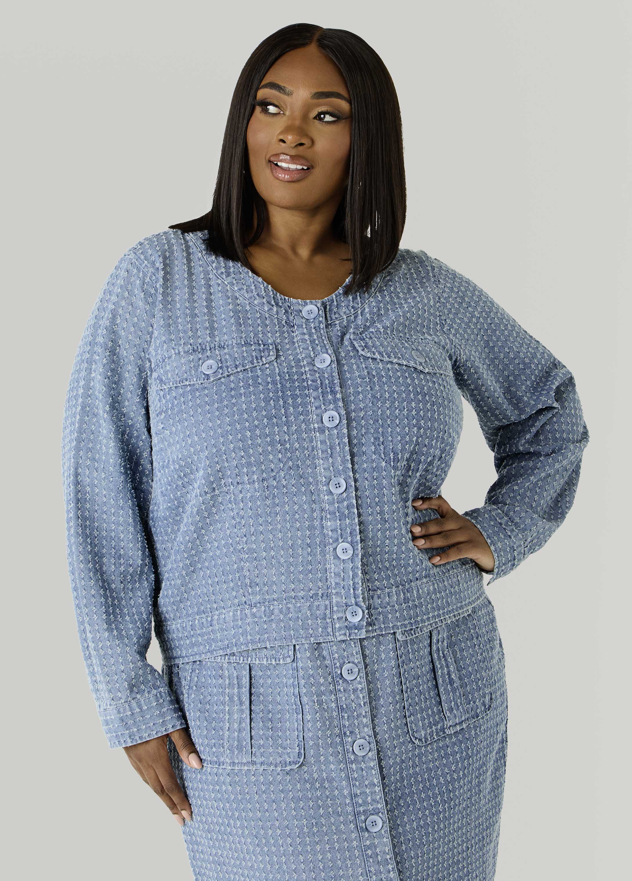 Textured Denim Jacket - Image 3