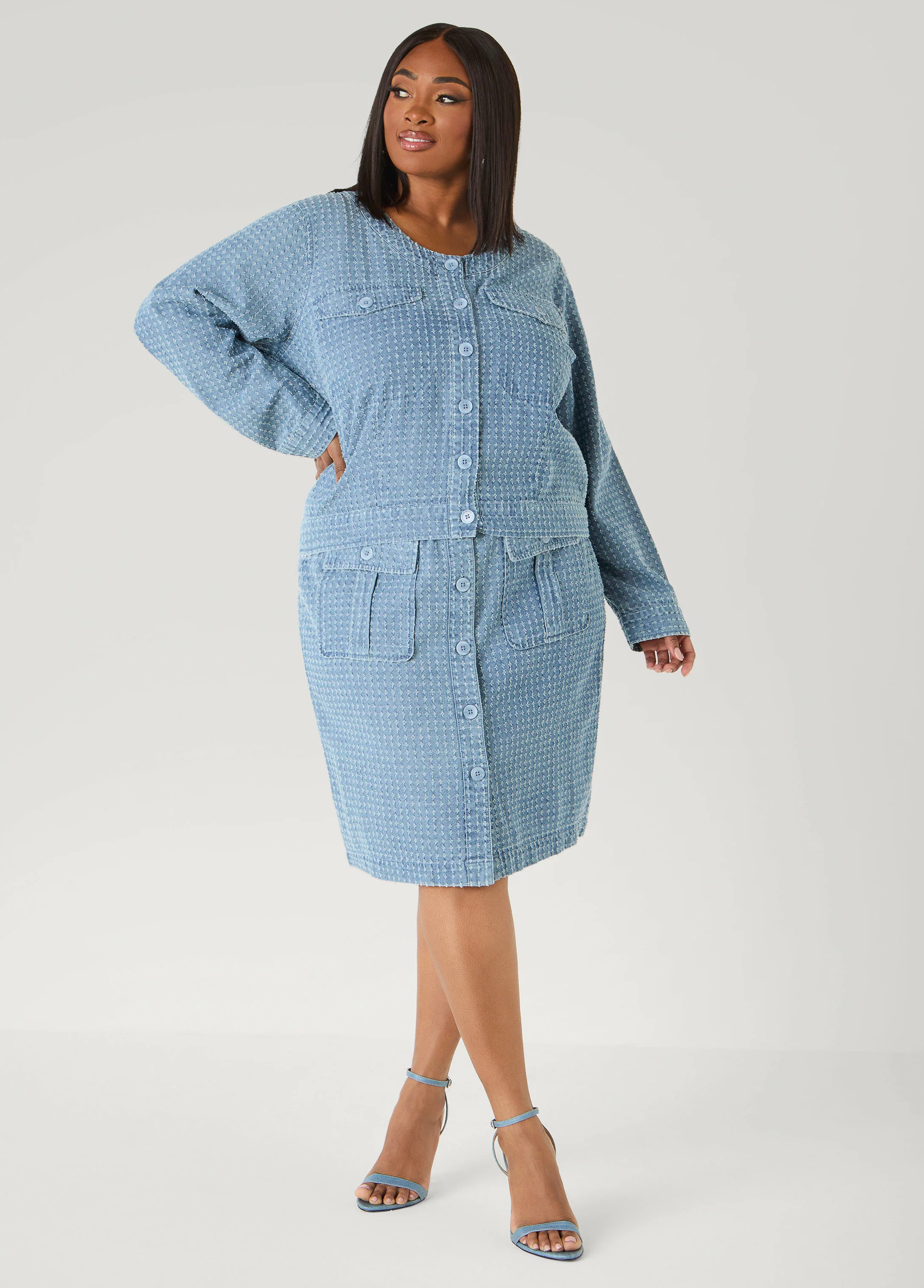 Textured Denim Jacket - Image 5