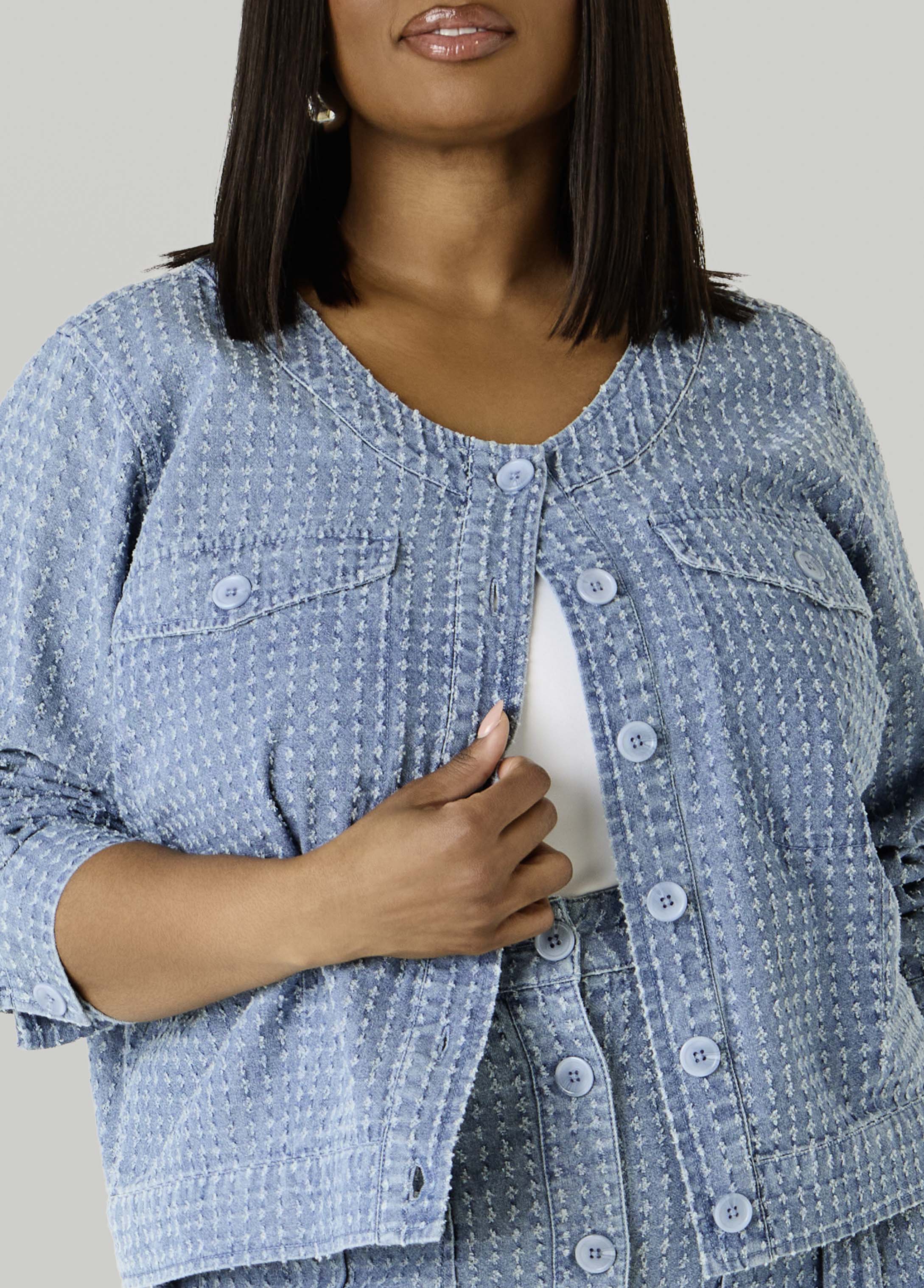 Textured Denim Jacket - Image 8