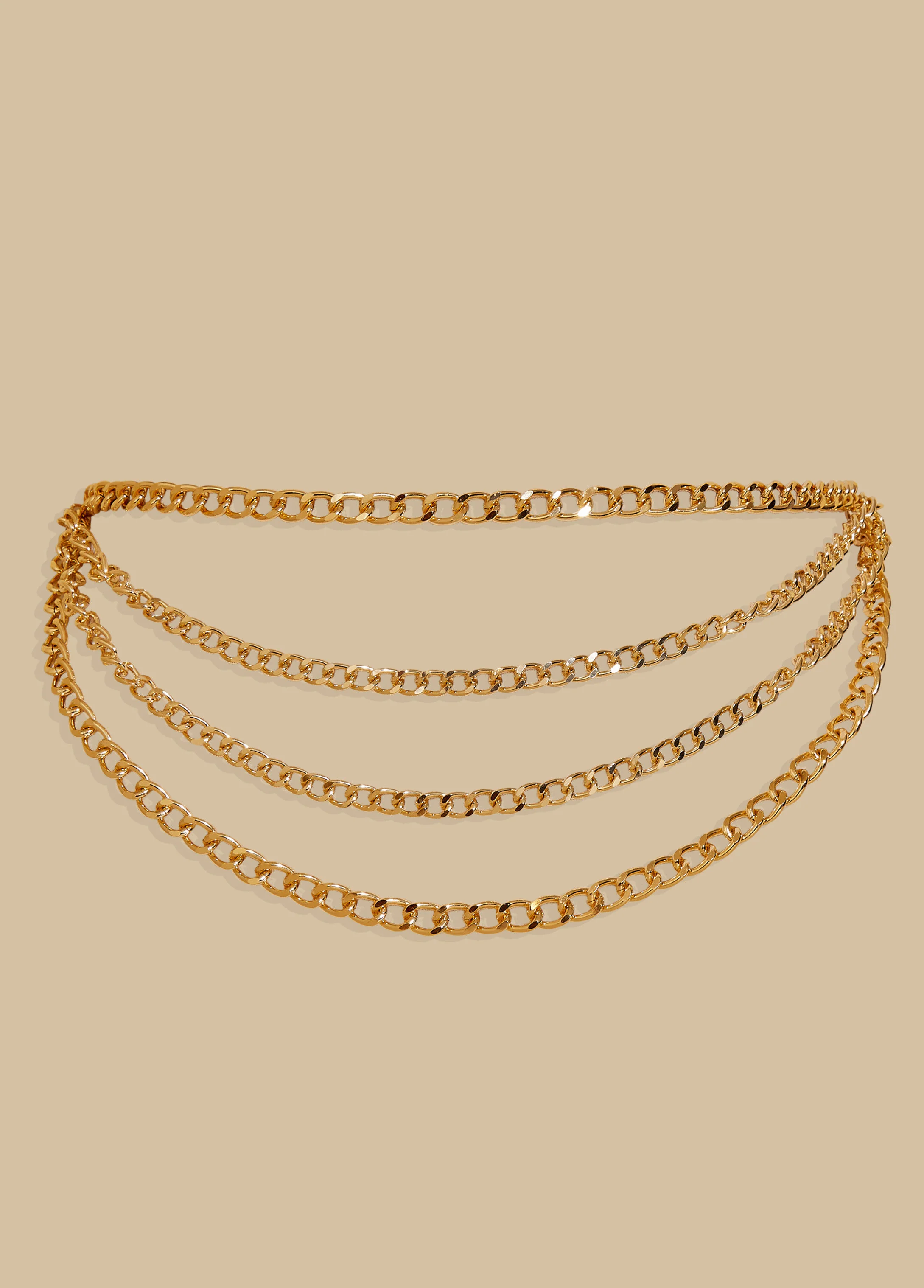 Layered Gold Tone Chain Belt - Image 2