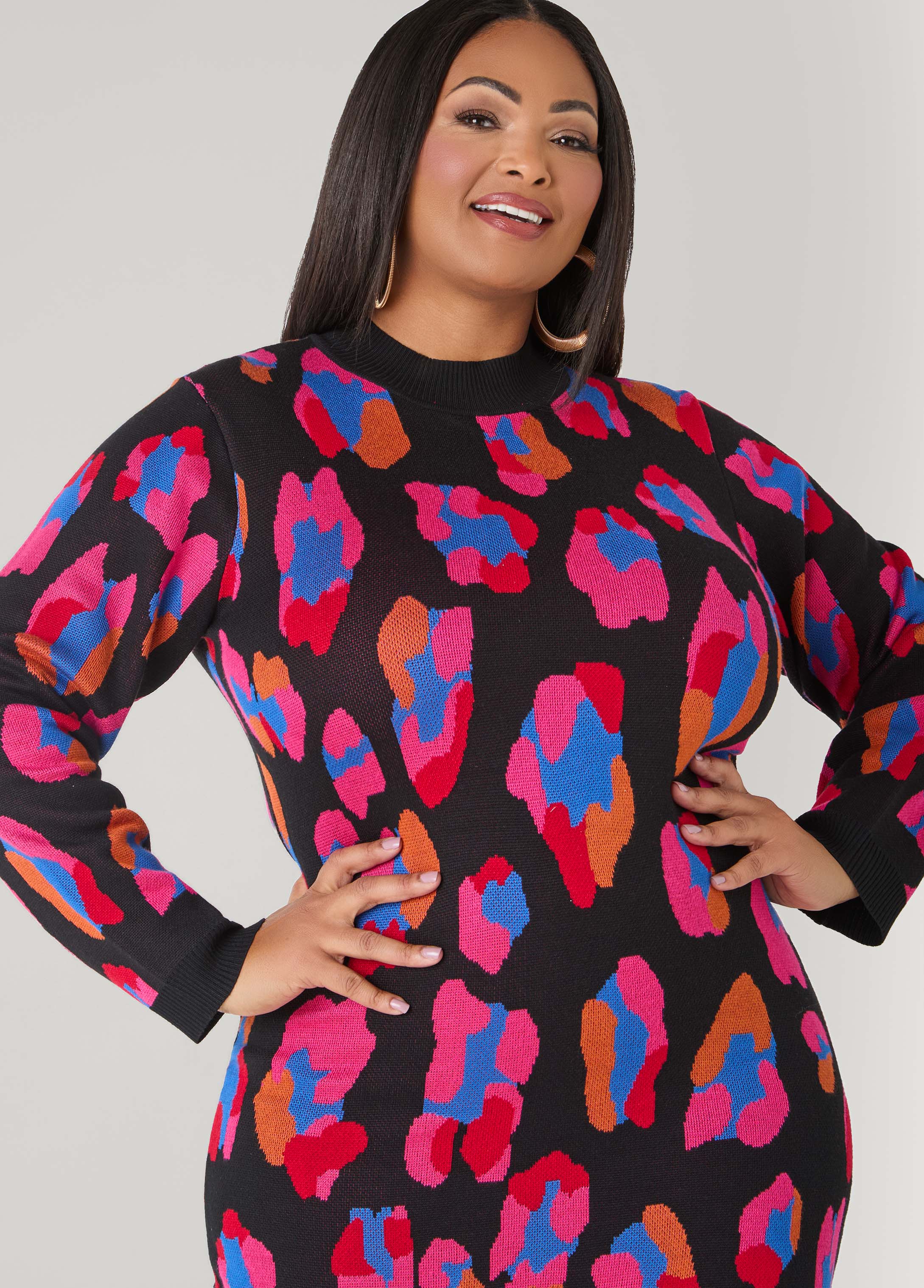 Leopard Intarsia Sweater Dress - Image 3