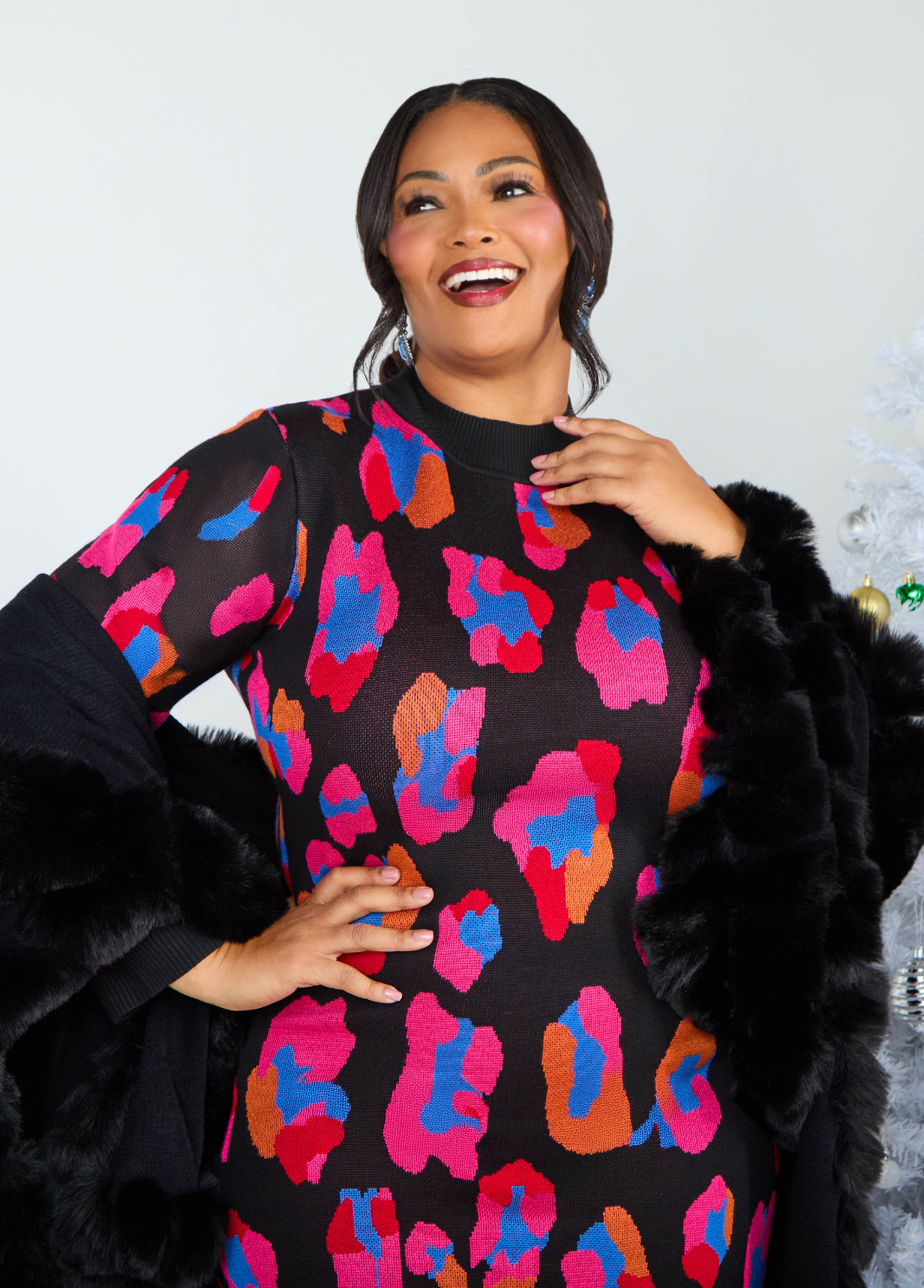Leopard Intarsia Sweater Dress - Image 4
