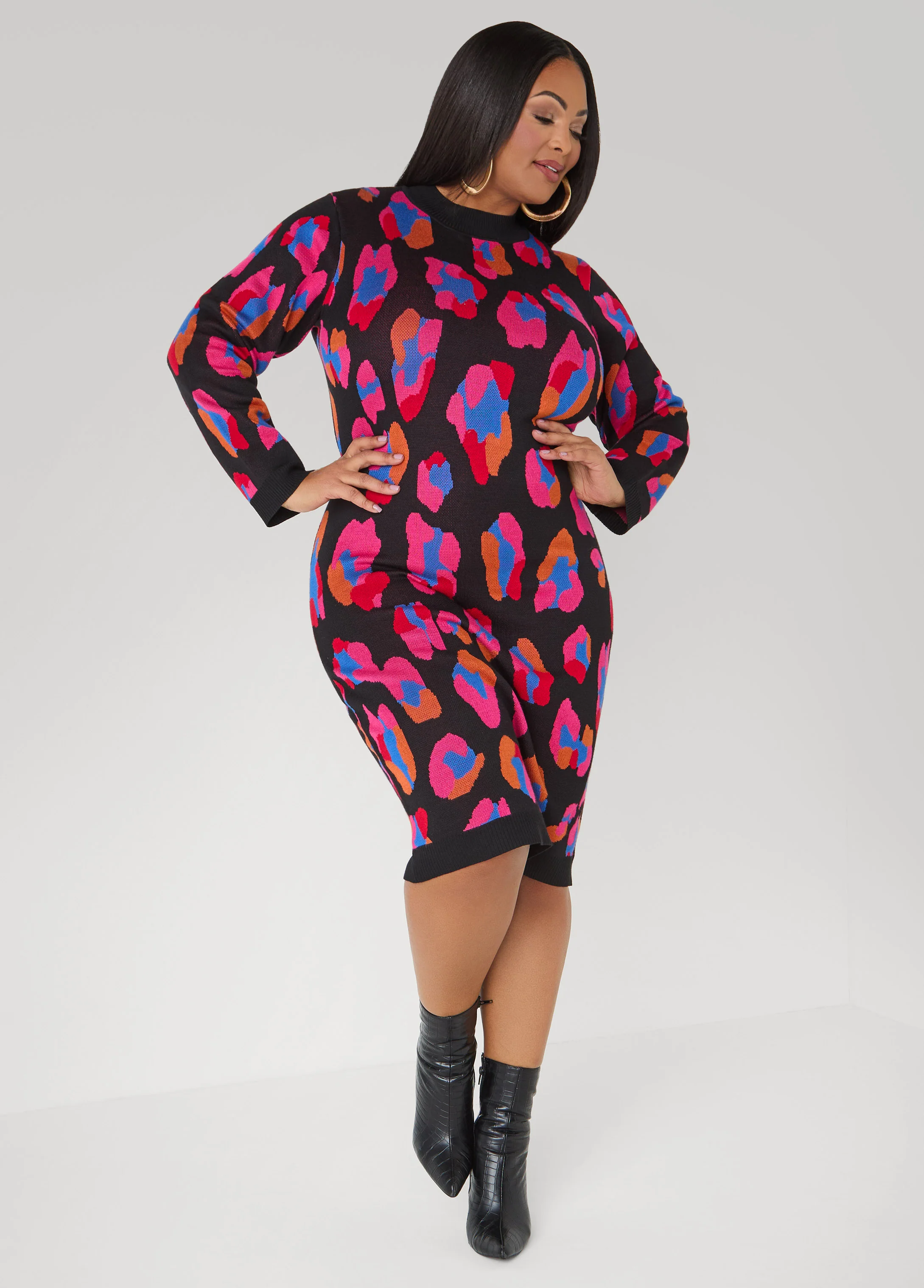 Leopard Intarsia Sweater Dress - Image 5
