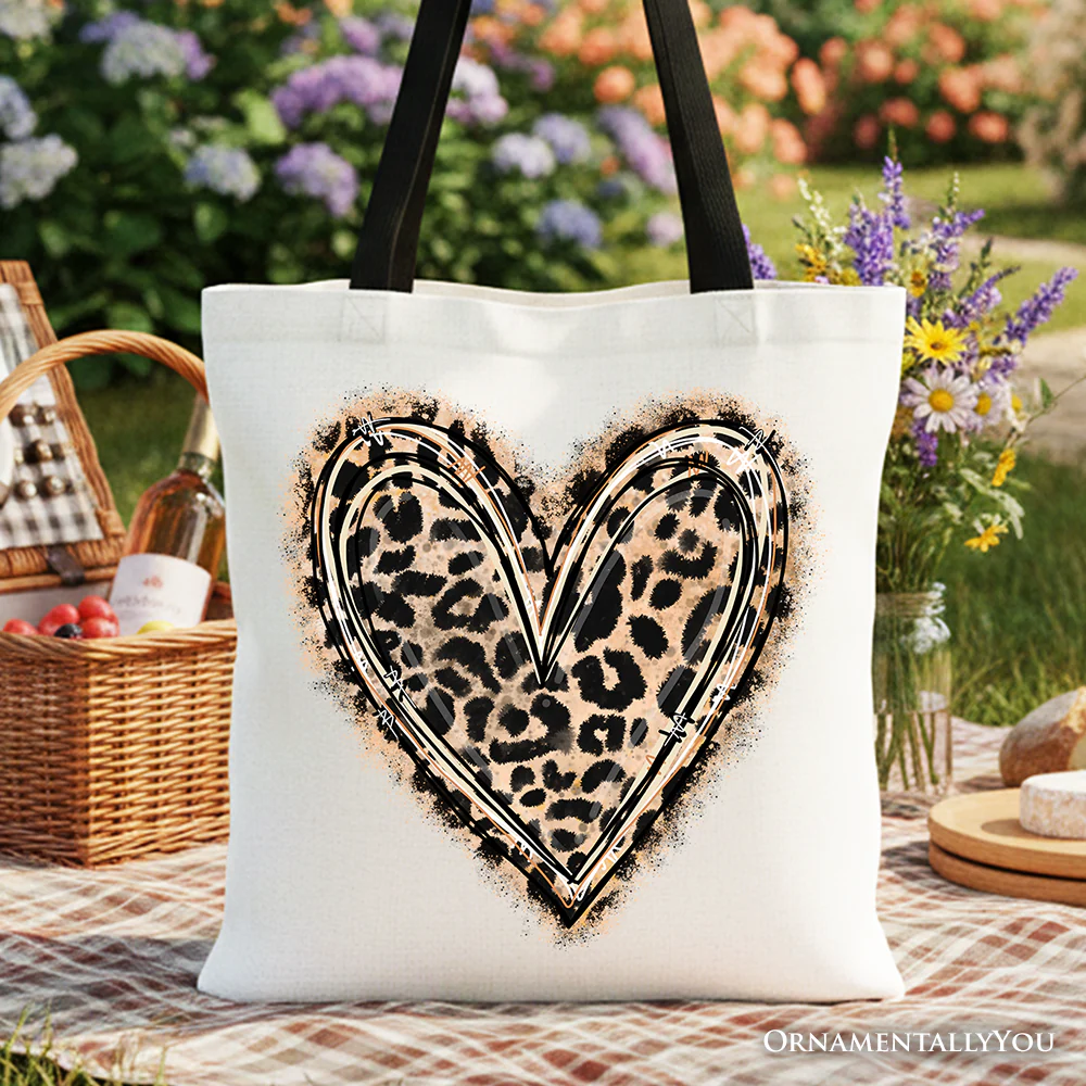 Leopard Heart Valentine Tote Bag - Image 4